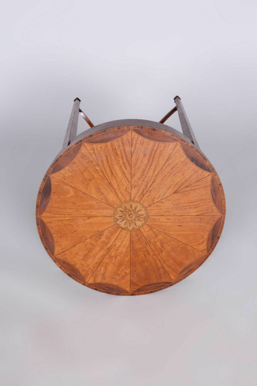 Restored Biedermeier Cherry Tree Round Table, Detailed Marquetry, France, 1850s photo vintage
