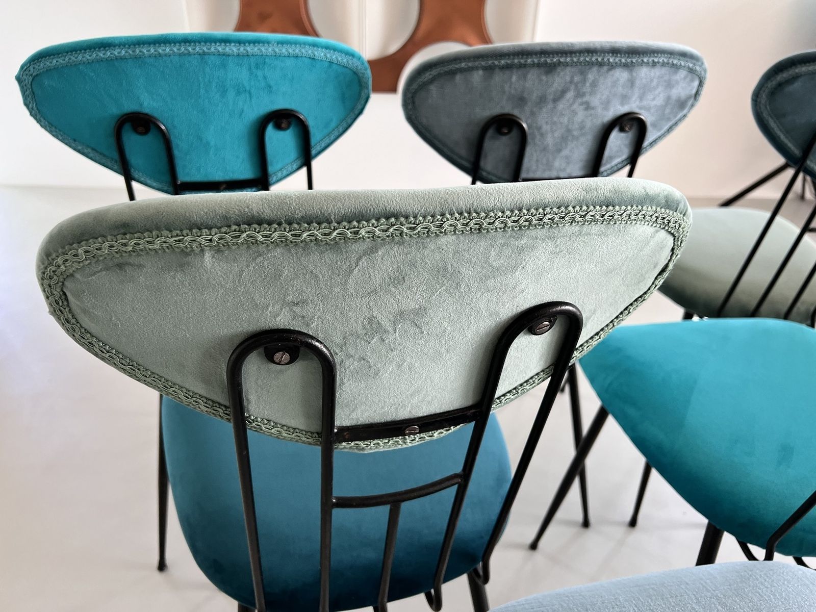photo furniture Italian Midcentury Dining Or Kitchen Chairs Re Upholstered In Velvet, 1960s