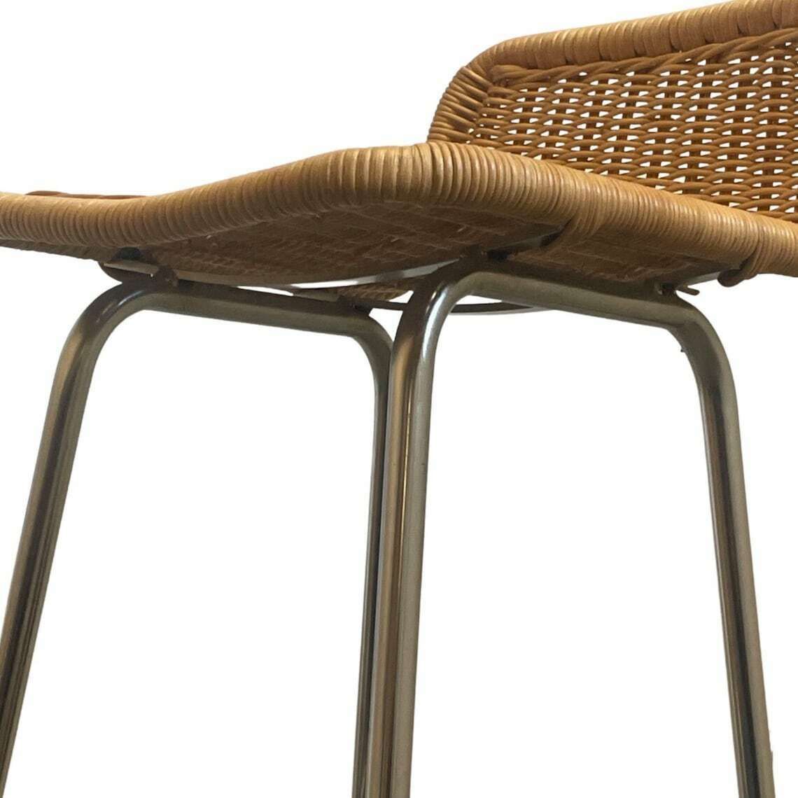 photo furniture Dirk Van Sliedrecht  Rohe Noordwolde  Bar Stool With Wicker  Rattan Seat  In Great Condition Multiple In Stock