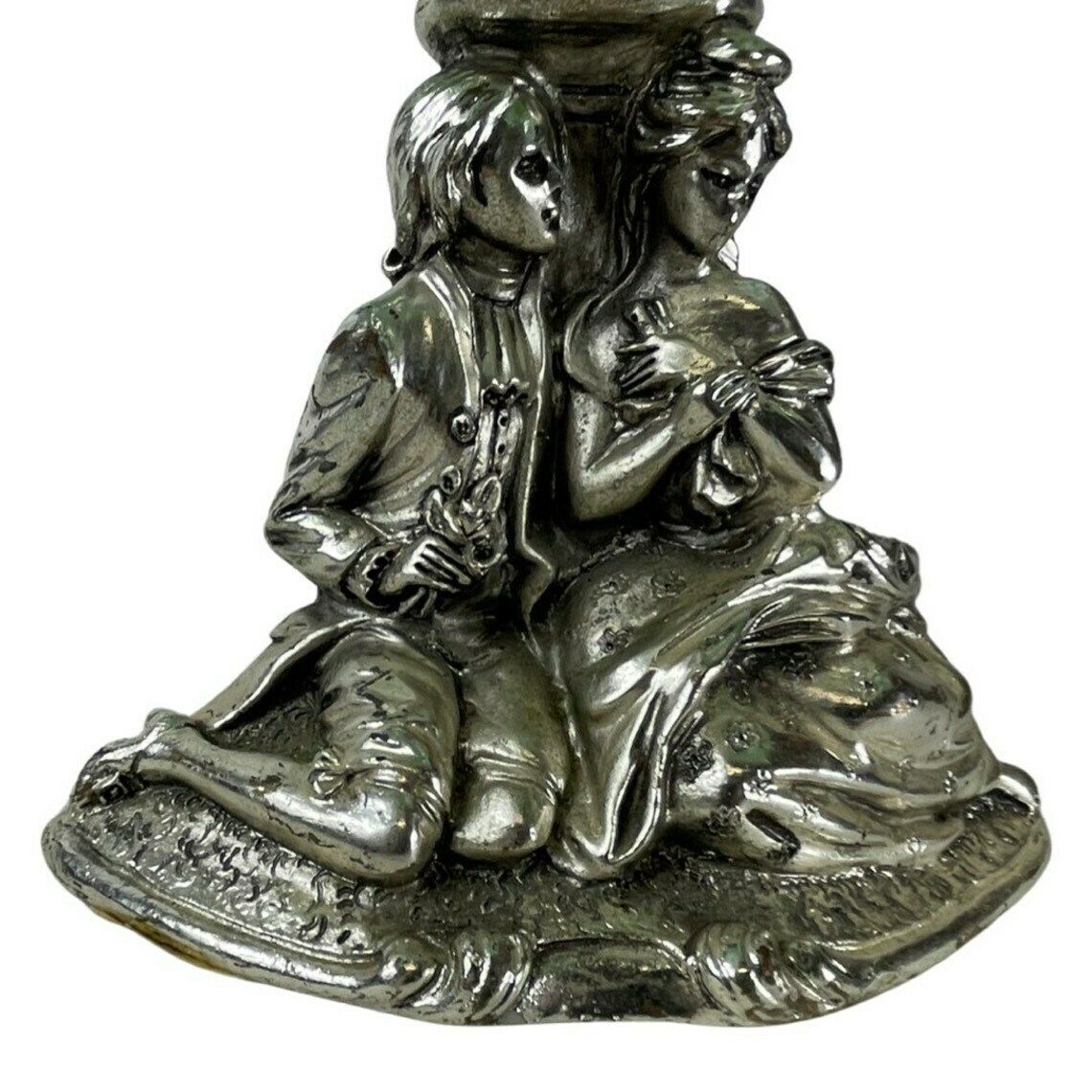 La Meridiana Italy Glass Bowl On Silver Base With A Romantic Scene Original Stamp On The Glass photo furniture