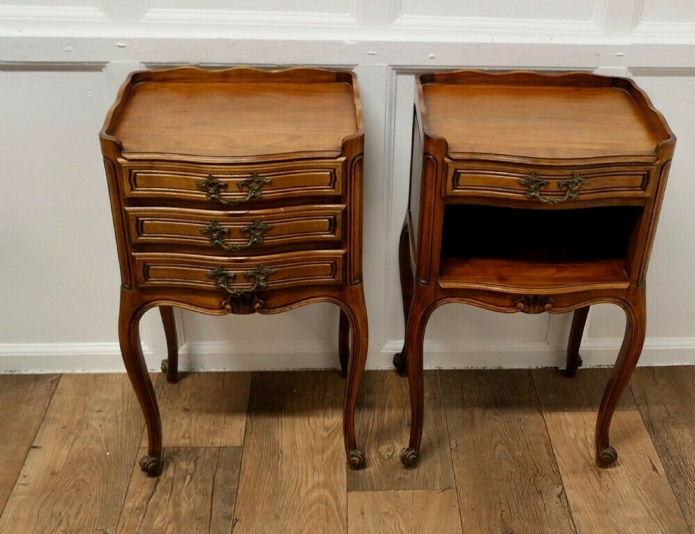 Pair Of French Cherry Wood Bedside Cabinets Or Cupboards photo furniture