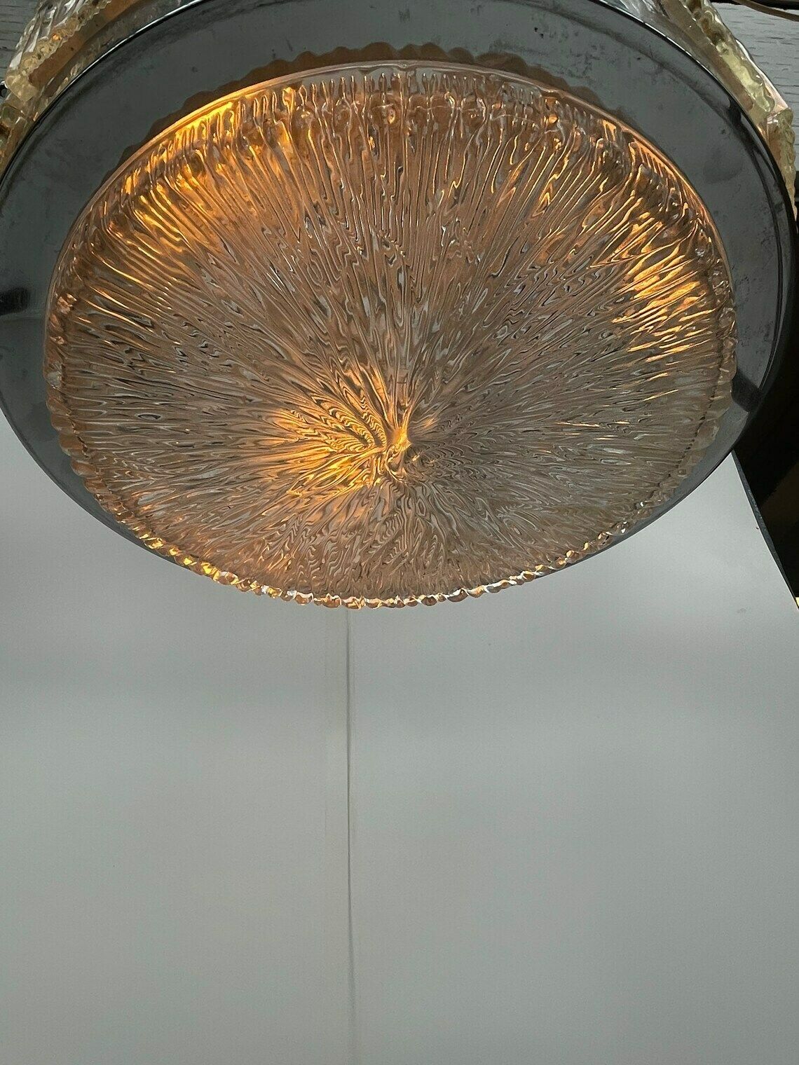 Vintage 70’s Hanging Pendant Solid Glass (No Cracks) Original And Including Ceiling Canopy photo 322.0
