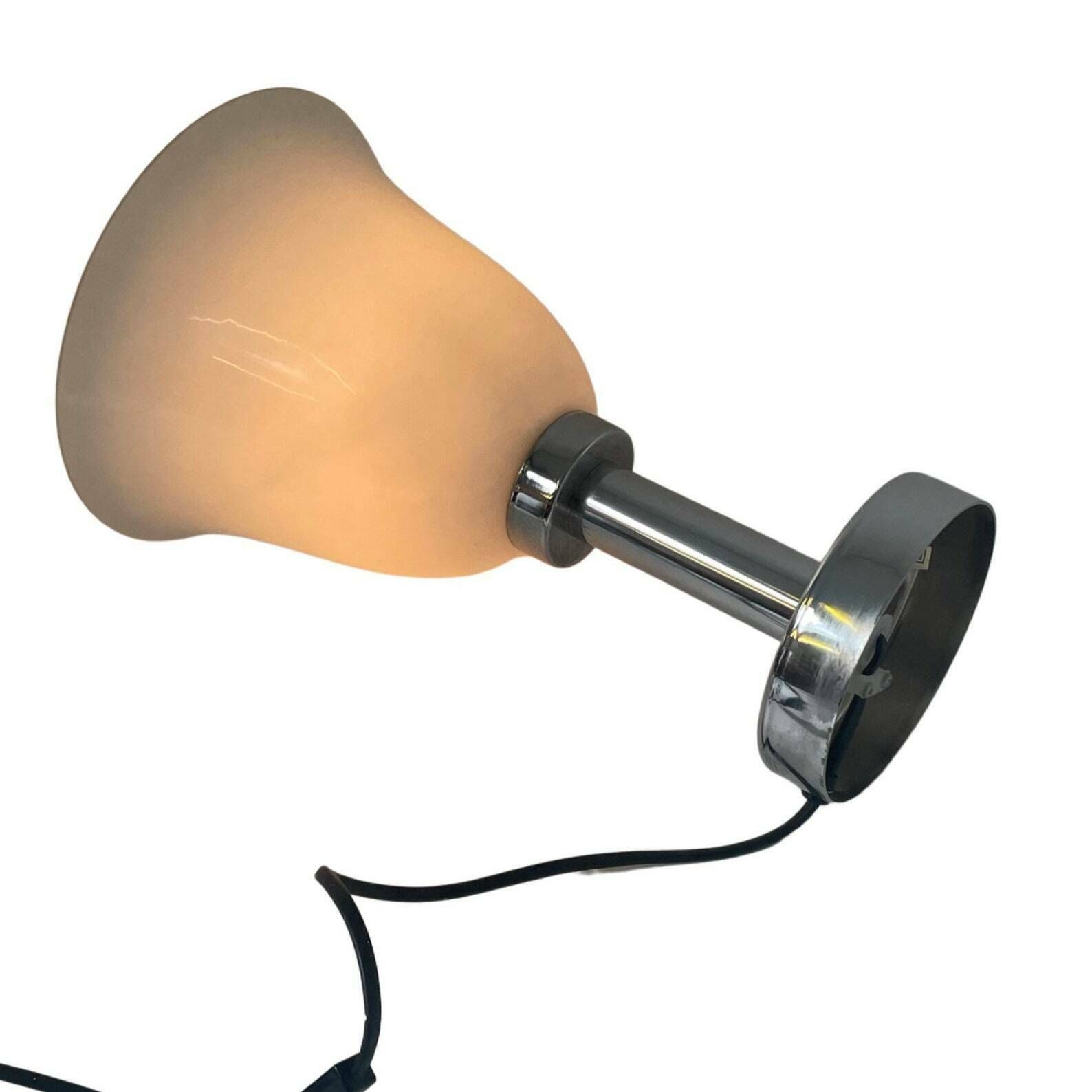 Vintage   Chalice Shaped   Desk Lamp   Hema   Opaline Glass On Chromed Base photo furniture