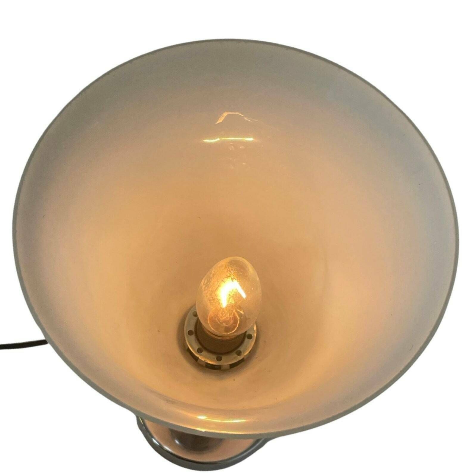 Vintage   Chalice Shaped   Desk Lamp   Hema   Opaline Glass On Chromed Base photo Lighting