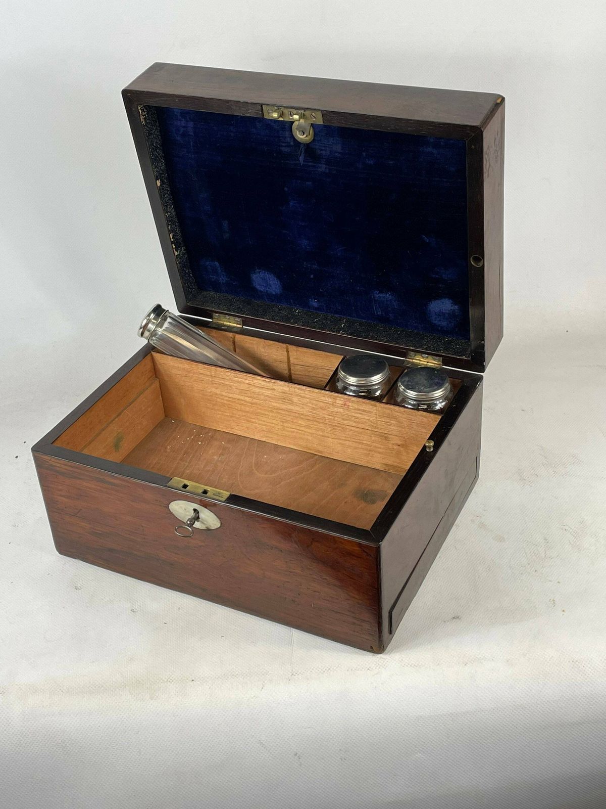 19th C Fine English Mahogany Fineer Writing Box   100% Complete + Secret Drawers photo Home Decor