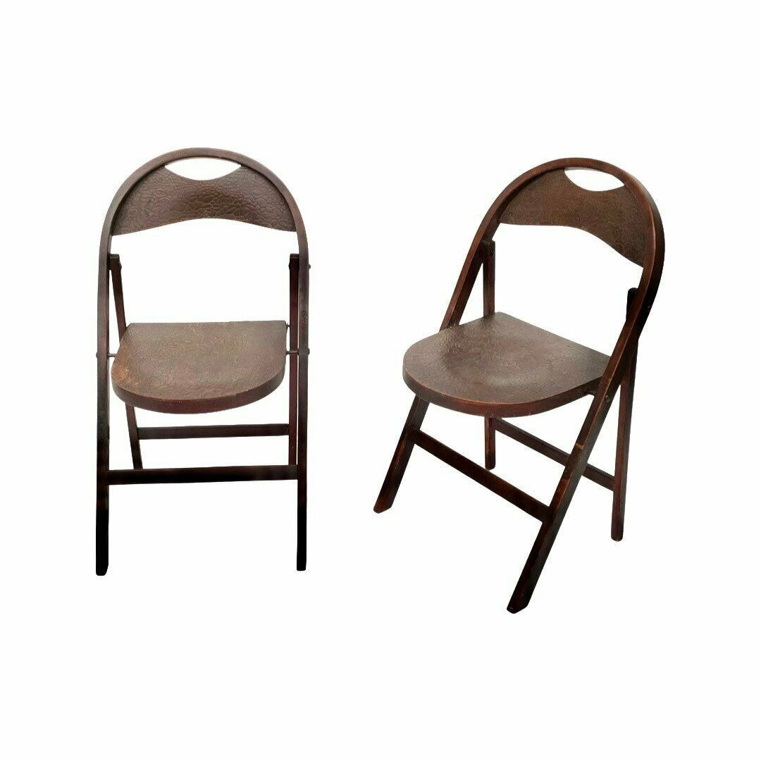 Thonet B751 (Set)   Folding Chair   Art Deco   Crocodile   Aligator Pattern (Fully Original Rare)