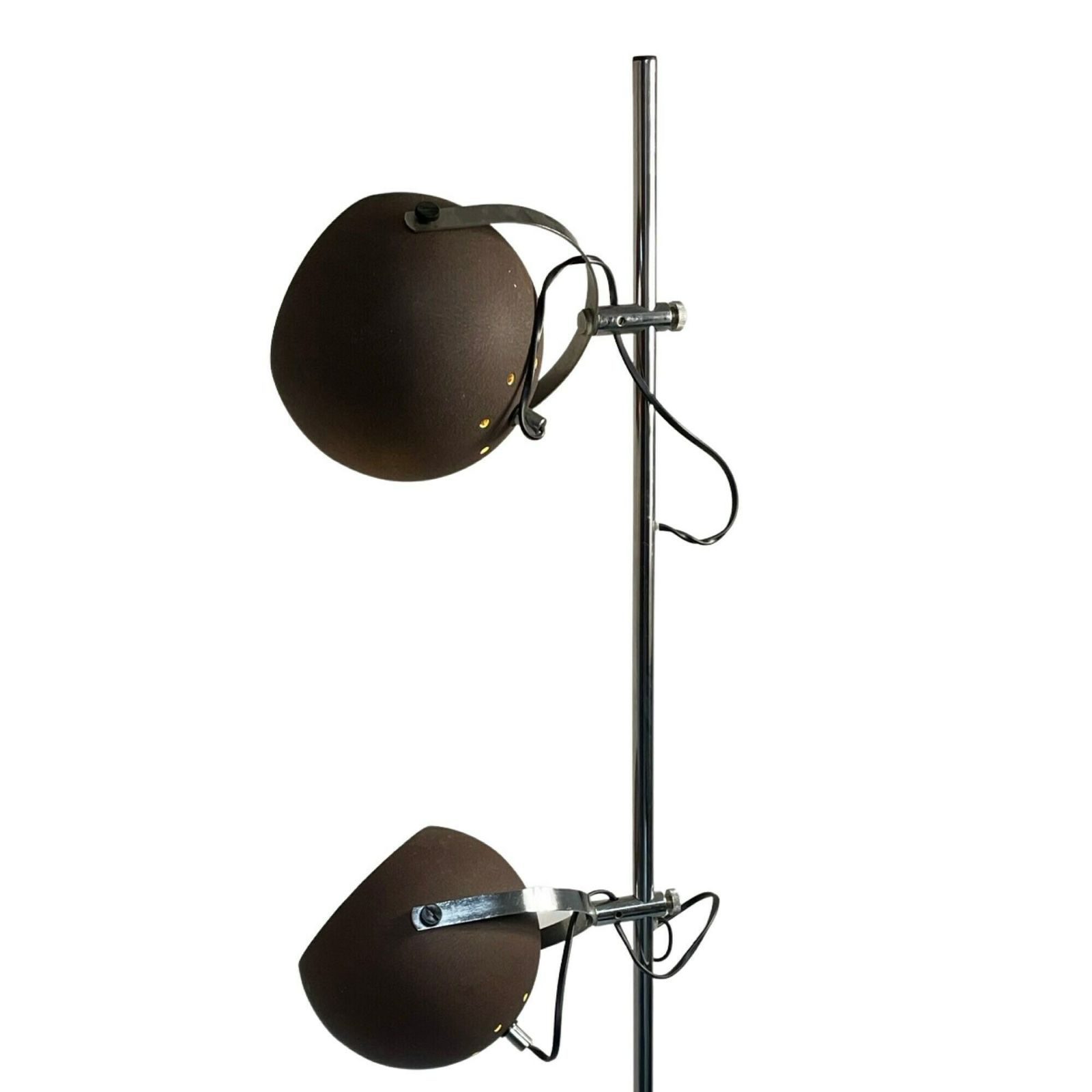 Gepo   Space Age Design / Mcm Floor Lamp With Two Shades   Brown Shades On A Chrome Base photo for sale