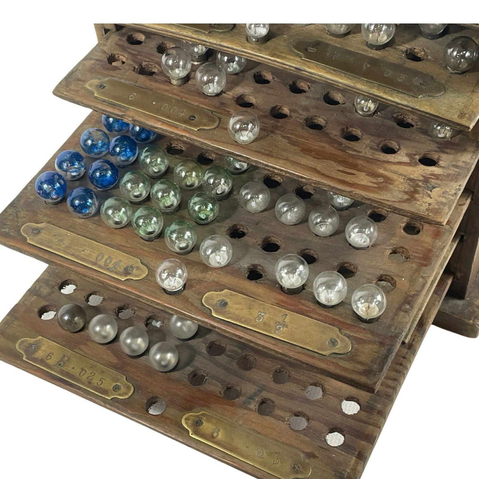 Antiek Vooroorlogs Garagedisplay Voor Lampen/Gloeilampen – Ca. 1910 – Frankrijk – Handgemaakt – Uiterst Zeldzaam photo furniture