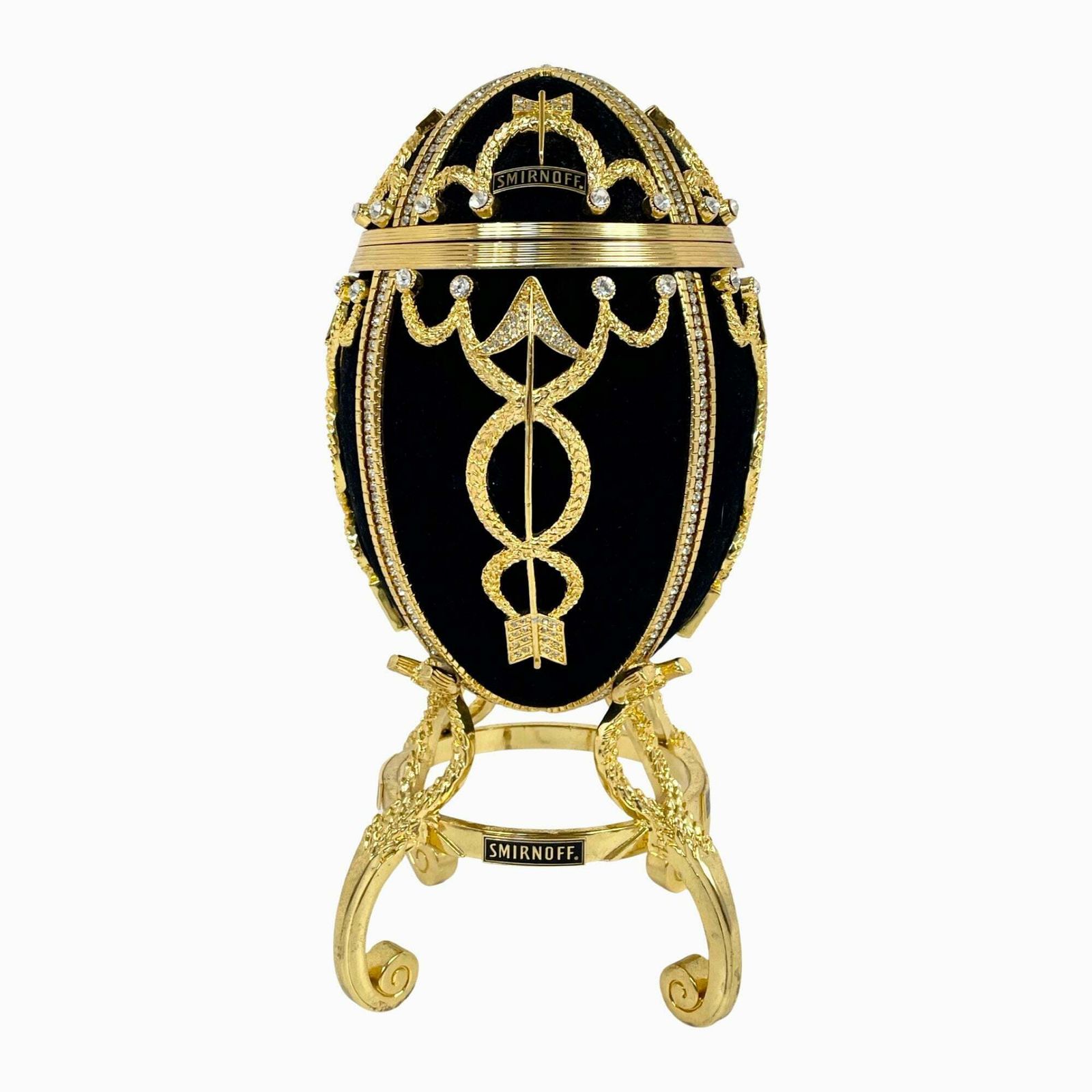Faberge Egg   Smirnoff   Ca. 3.5kgs   Black Velvet And Crystal Inlay On Gold Colored Framework   Ice Bucket / Cooler