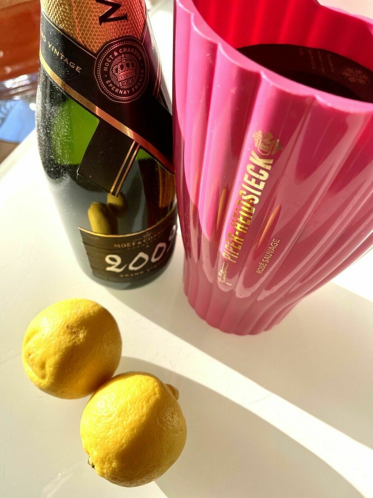 photo for sale Fluted Acrylic Piper Heidsieck Champagne Ice Bucket Pink Signature Piece Rare