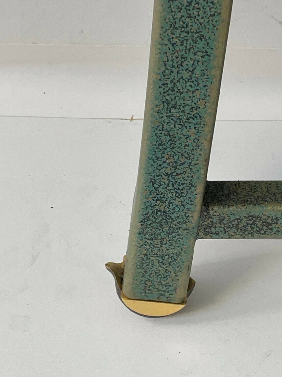 Pierre Vandel Paris Hallway Mirror Green Metal Frame With Brass Accents photo for sale