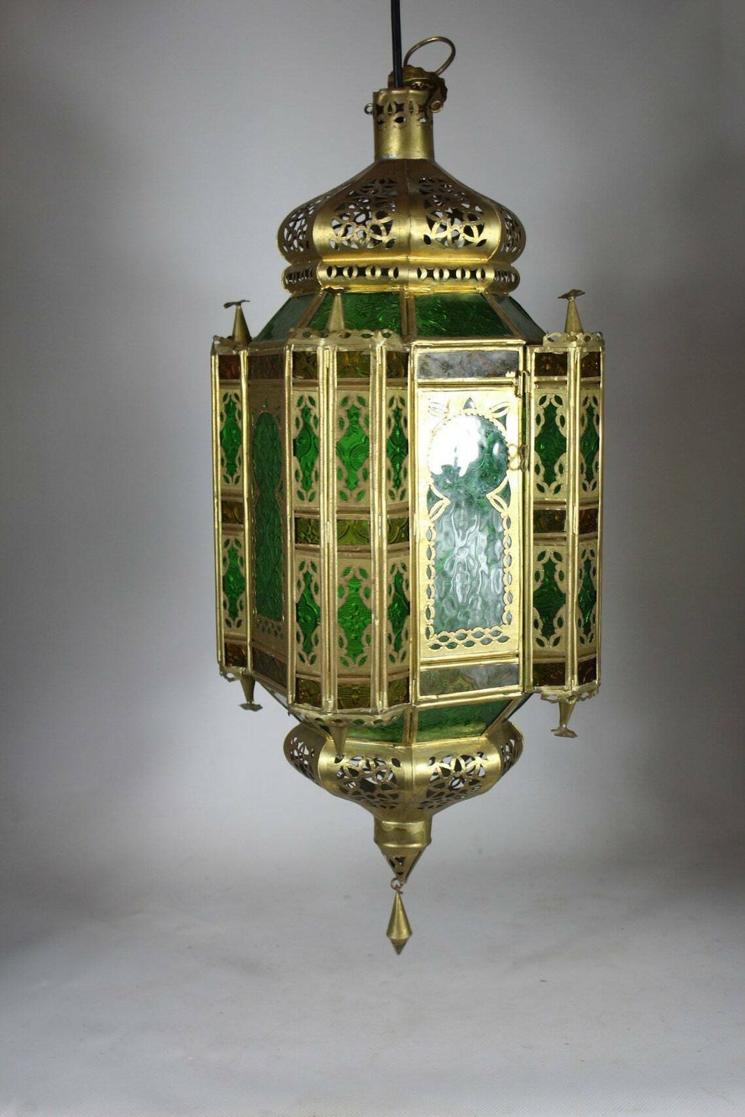 Arabian Hanging Pendant   Green Etched Glass And Tin photo buy