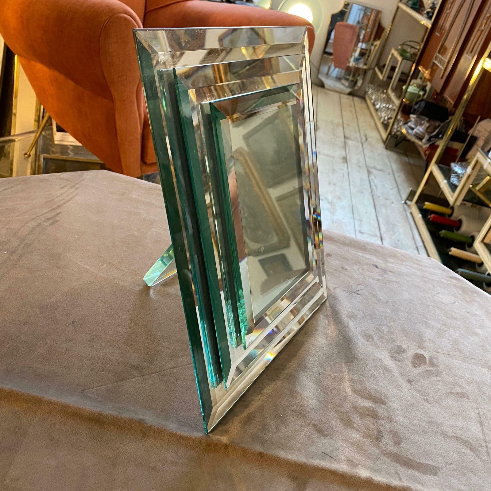 photo for sale 1950s Mid Century Modern Mirrored Glass Picture Frame By Fontana Arte