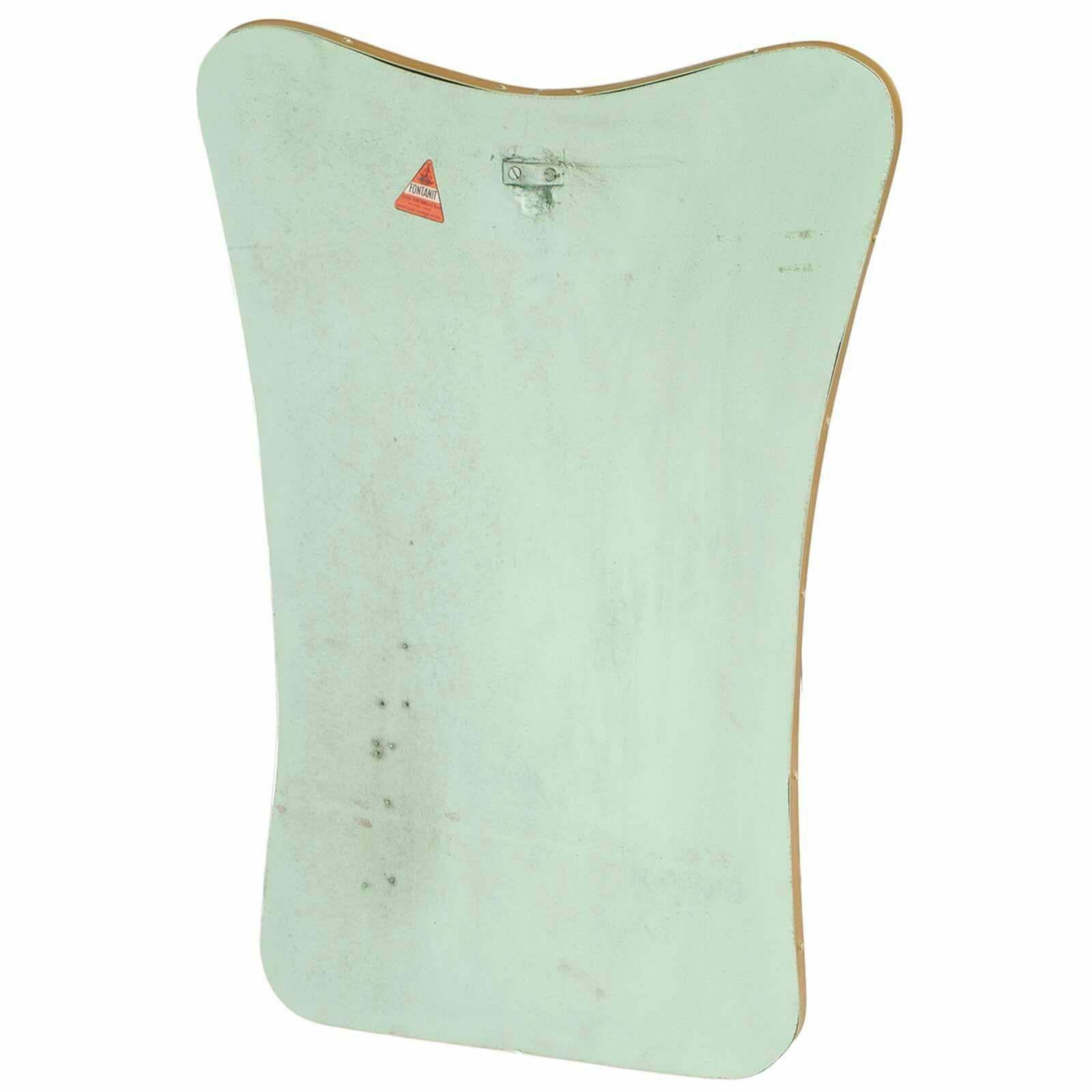 Midcentury Wall Mirror By Fontana Arte, Gio Ponti Attributed Golden Metal Frame photo vinterior