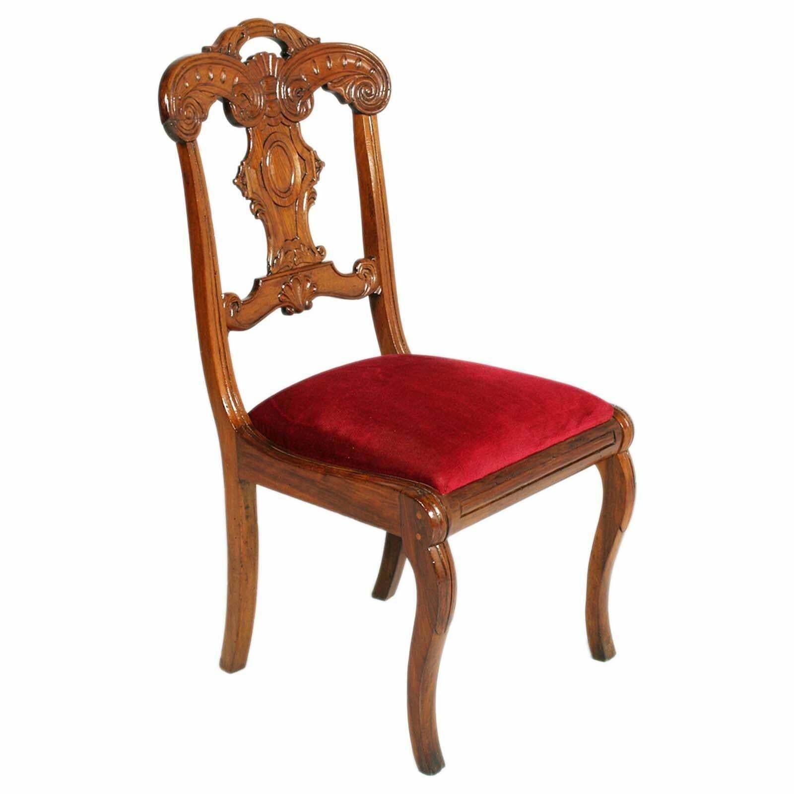 Early 18th Century France Pair Side Chairs, Charles X, Hand Carved Maple Wood photo for sale