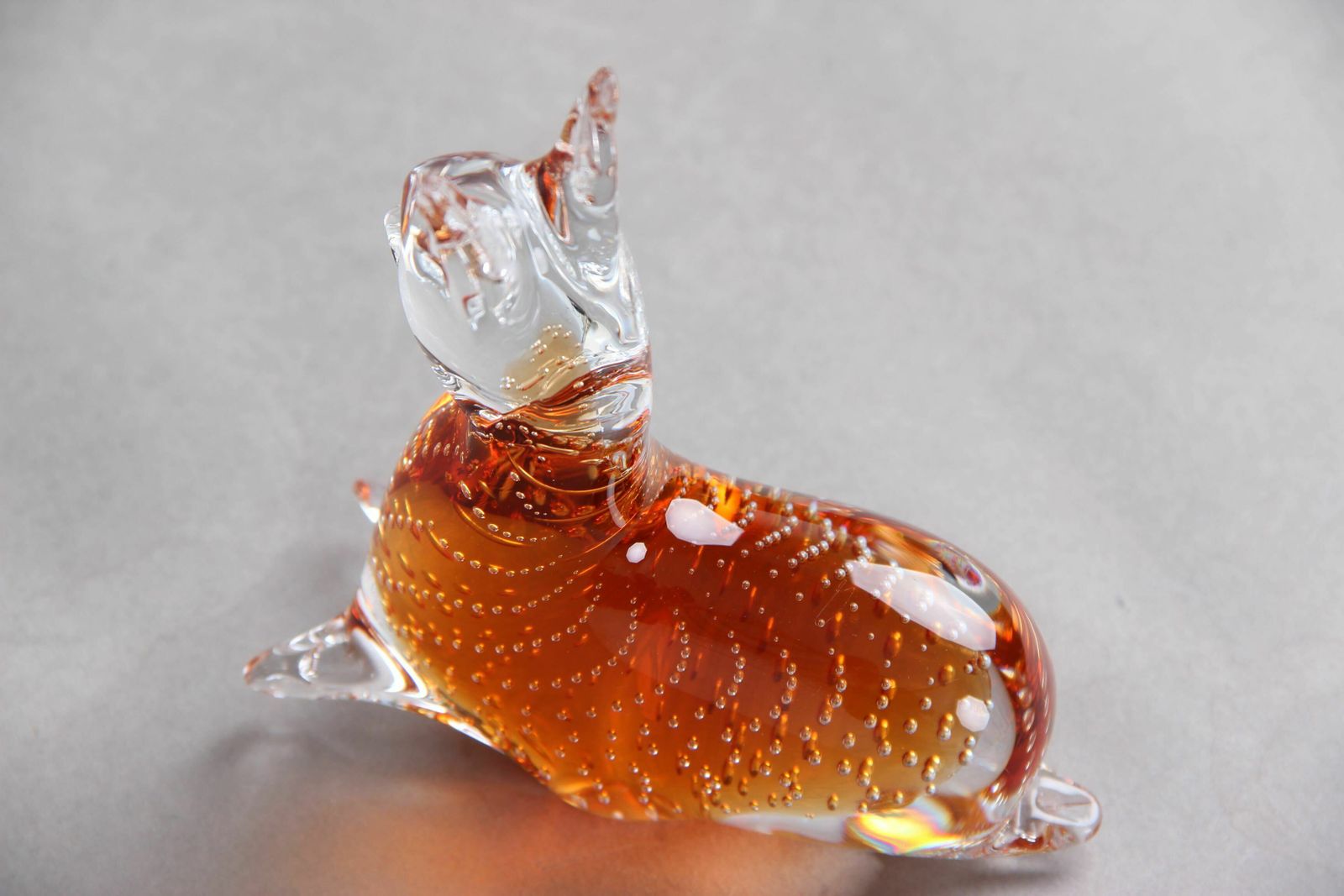 Bambi In Handmade Glass, Amber And Clear Glass, 1970s Design photo Home Decor