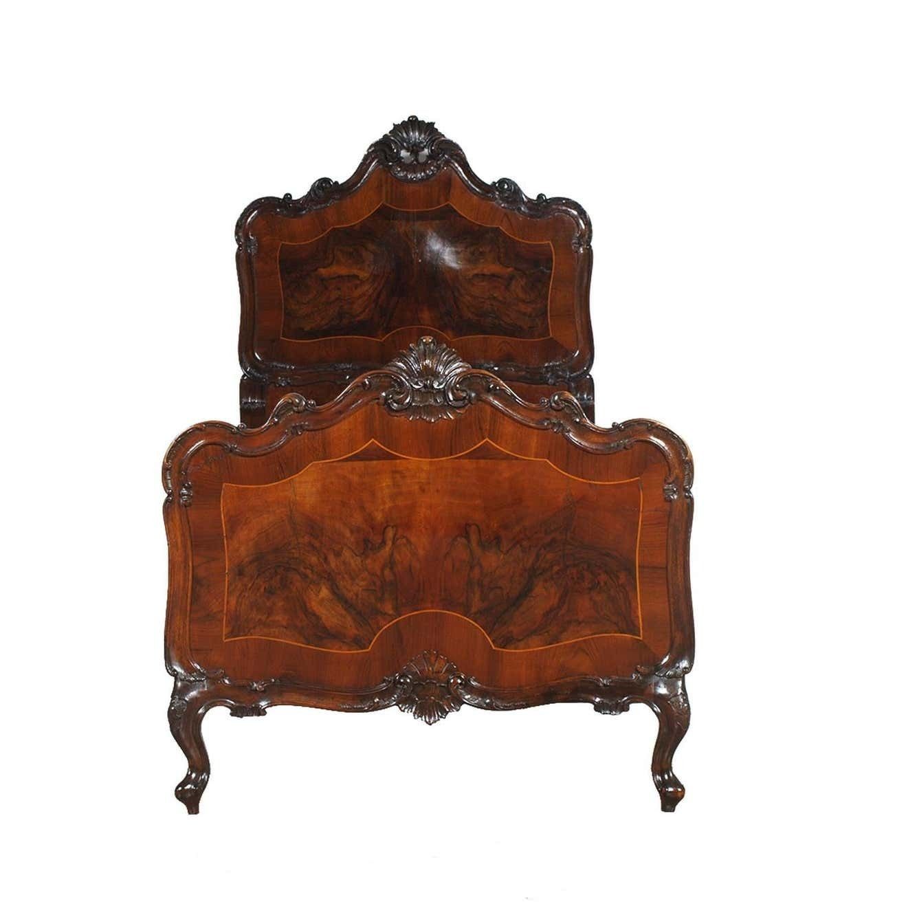 1920s Venetian Baroque Beds Hand Carved Walnut Burl  By Testolini And Salviati photo Furniture