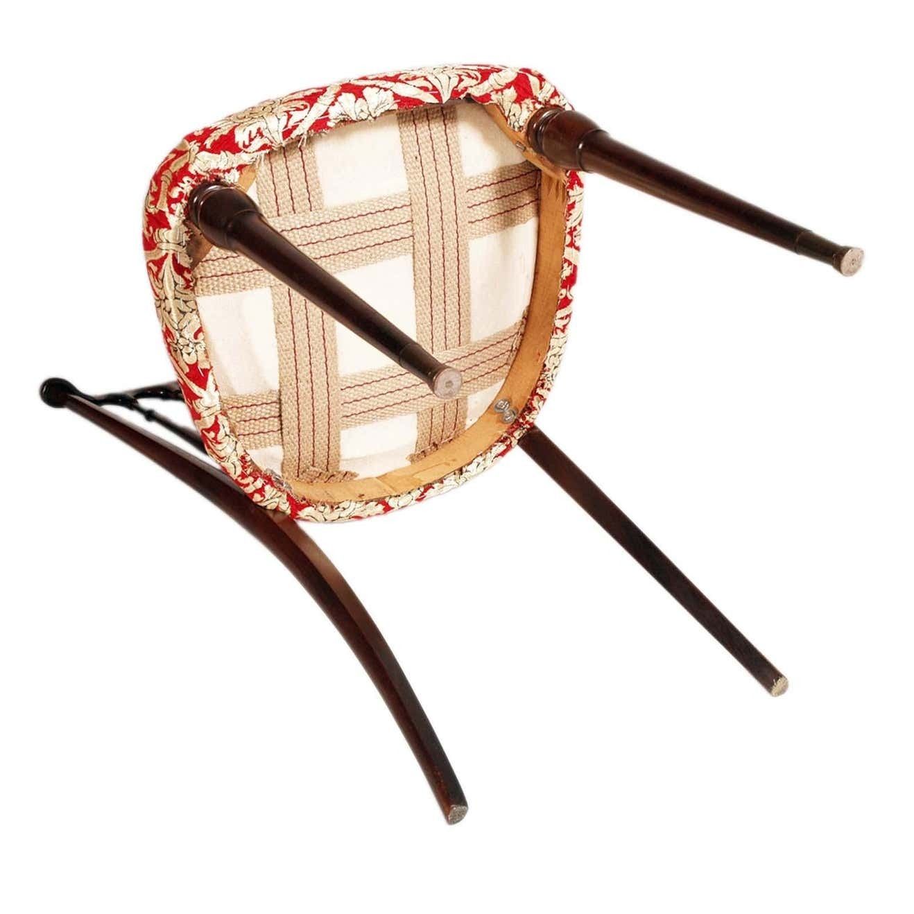 Mid Century Chiavari Chair By Paolo Buffa, Belle Epoque, Reupholstered Fortuny photo vintage