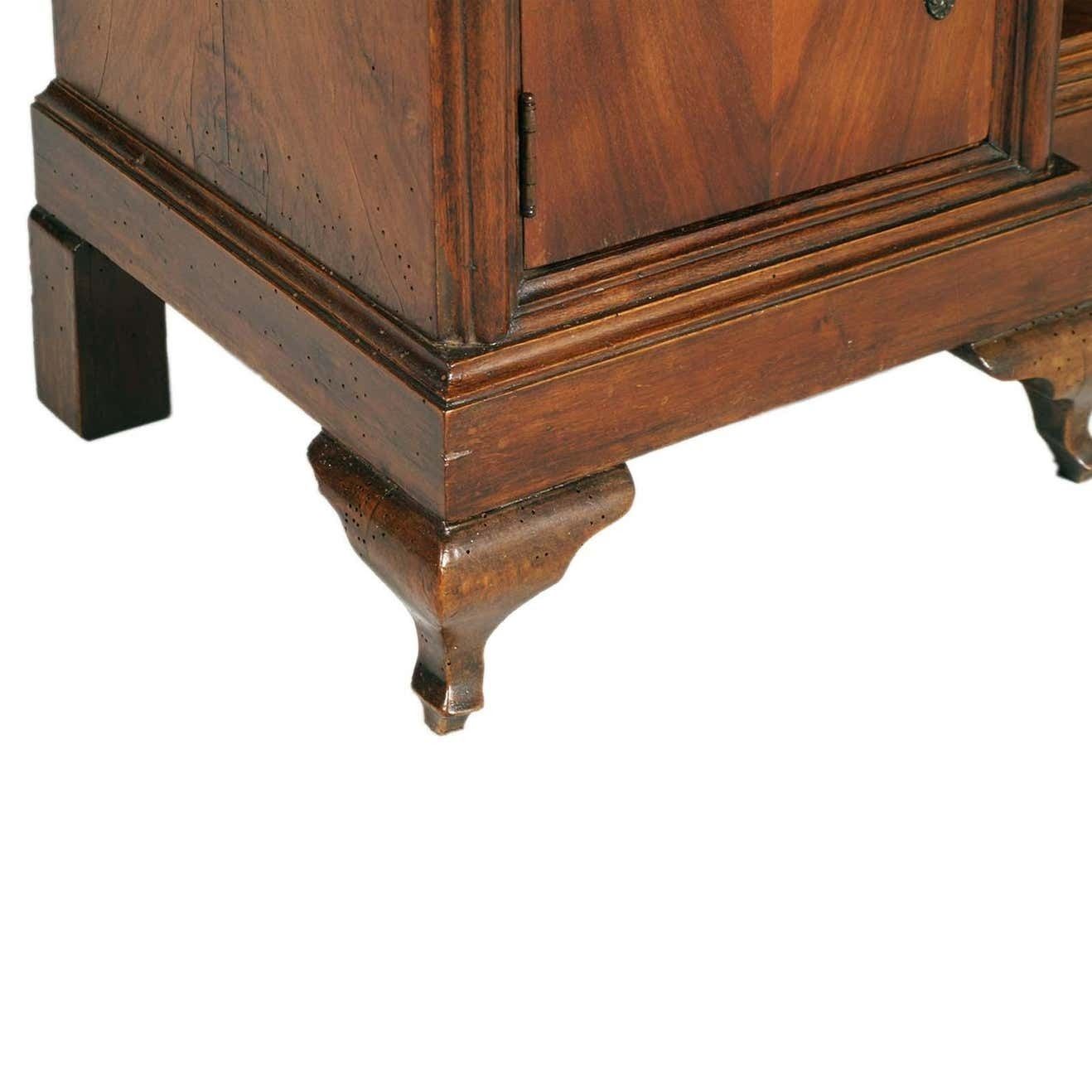 Early 20th C. Italian Art Nouveau Vanity In Walnut, Entry Mirror, Wax Polished photo for sale
