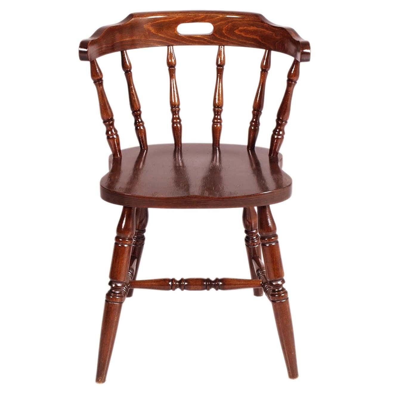 Mid Century Original Tyrolean Robust Armchairs In Chestnut Wood, Wax Polished photo 2860.68