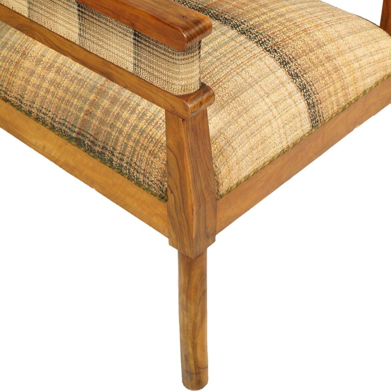 photo vinterior Italy Early 20th Century Art Deco Pair Armchairs, Solid Olive Wood, Wax Polished