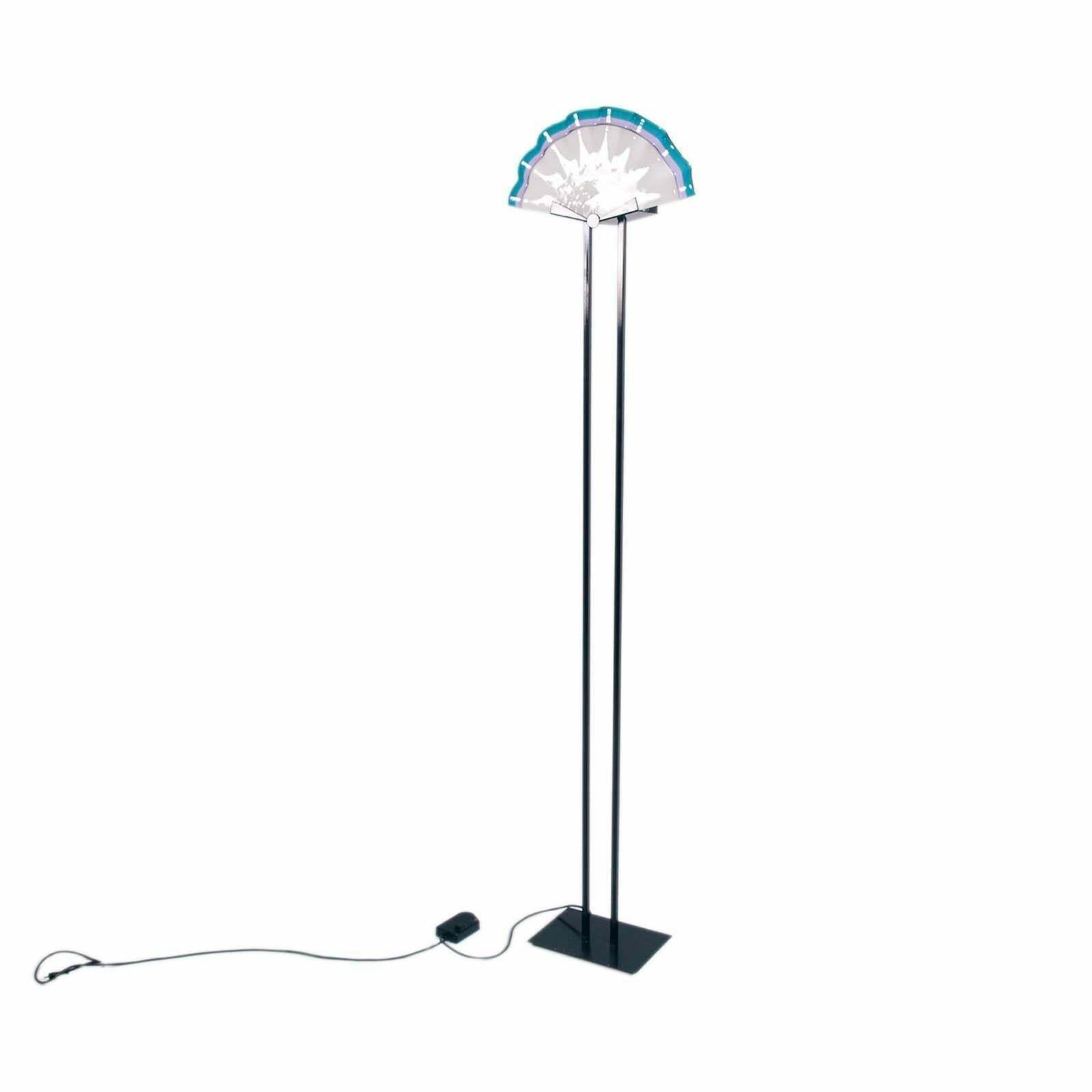 Mid Century Floor Lamp Art Decò Style By Av Mazzega Laquered Steel Murano Glass photo vinterior