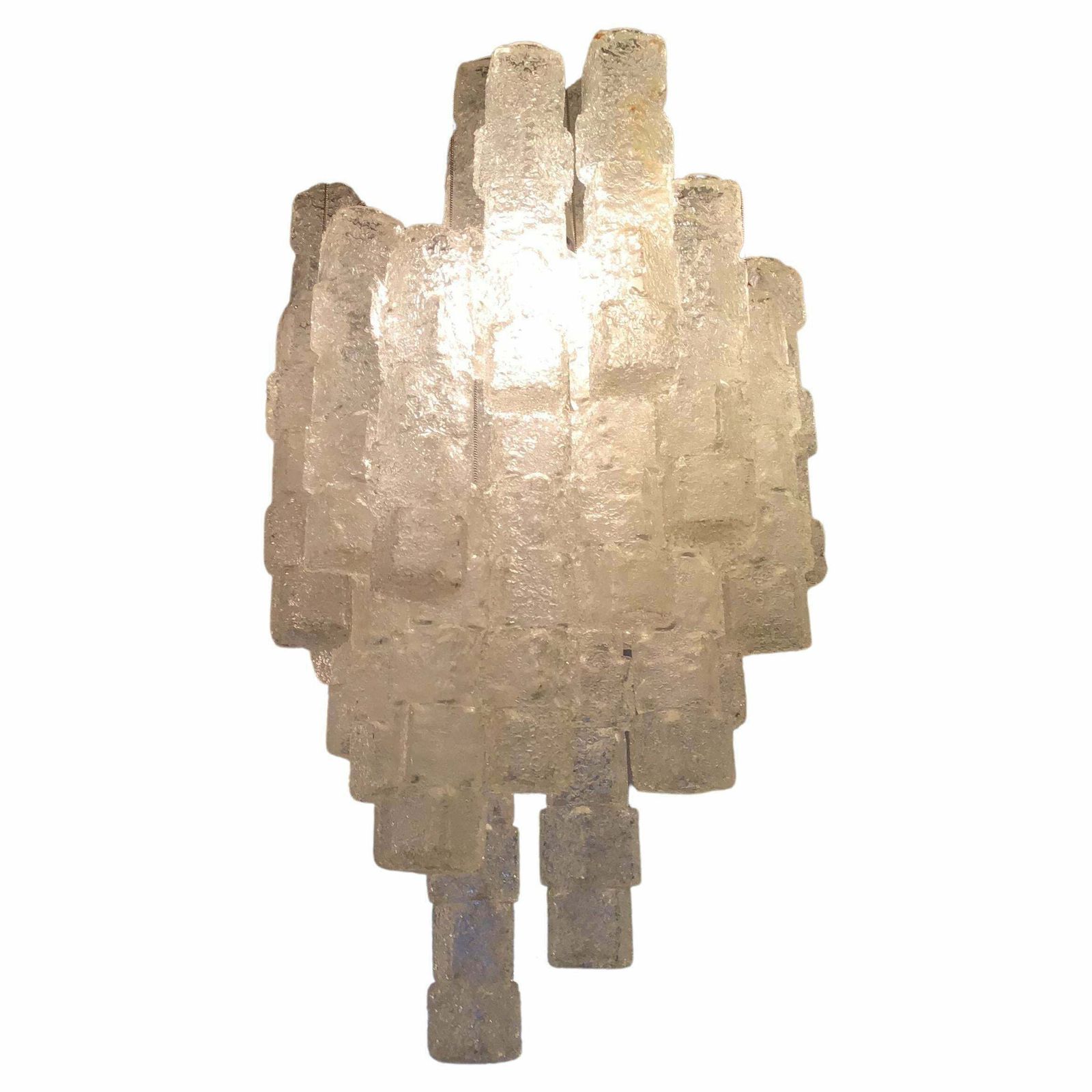 Zero Quattro Chandelier Murano Glass Metal Crome 1955 Italy