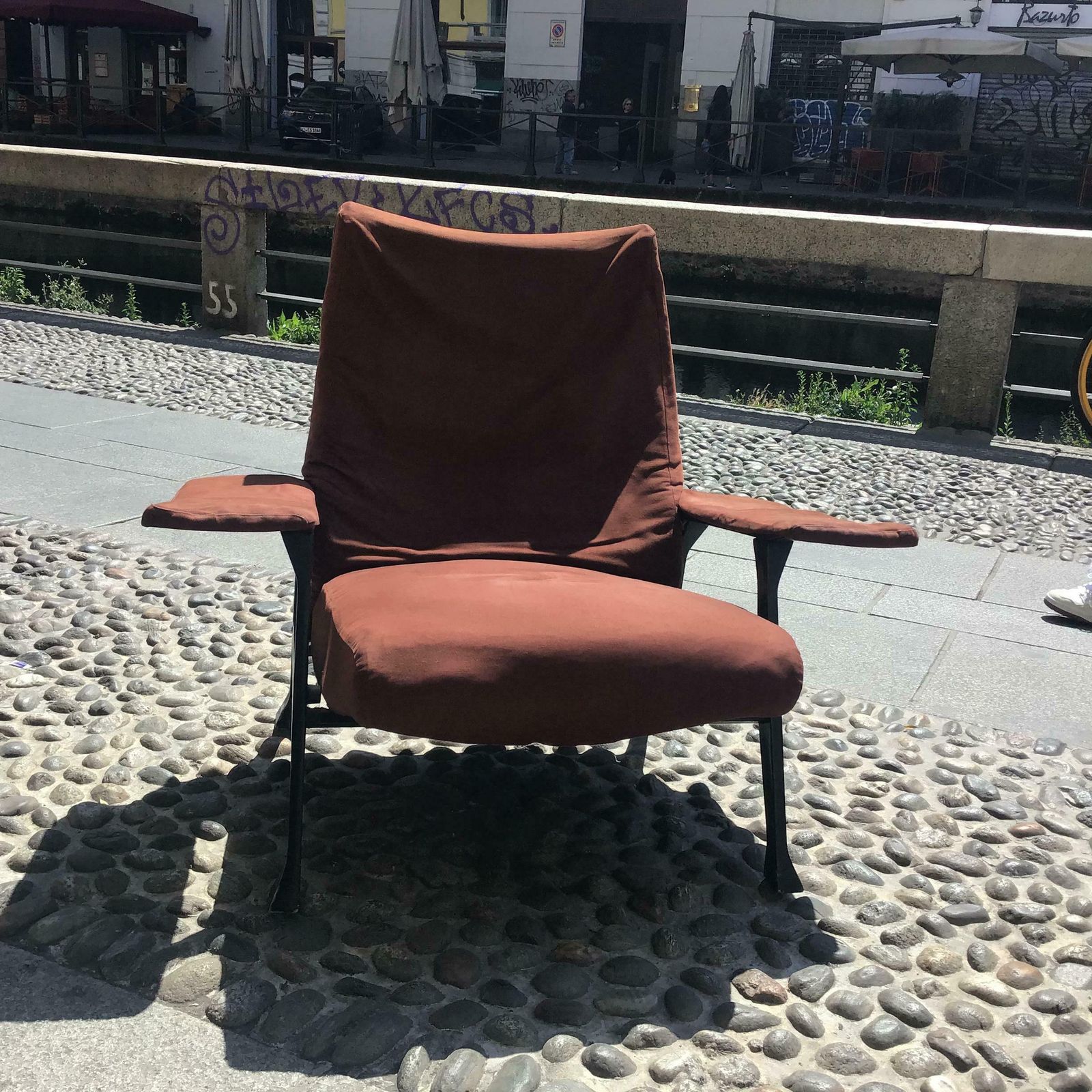 photo buy Arflex  Roberto Menghi  Armchair Iron Fabric Padding 1950 Italy