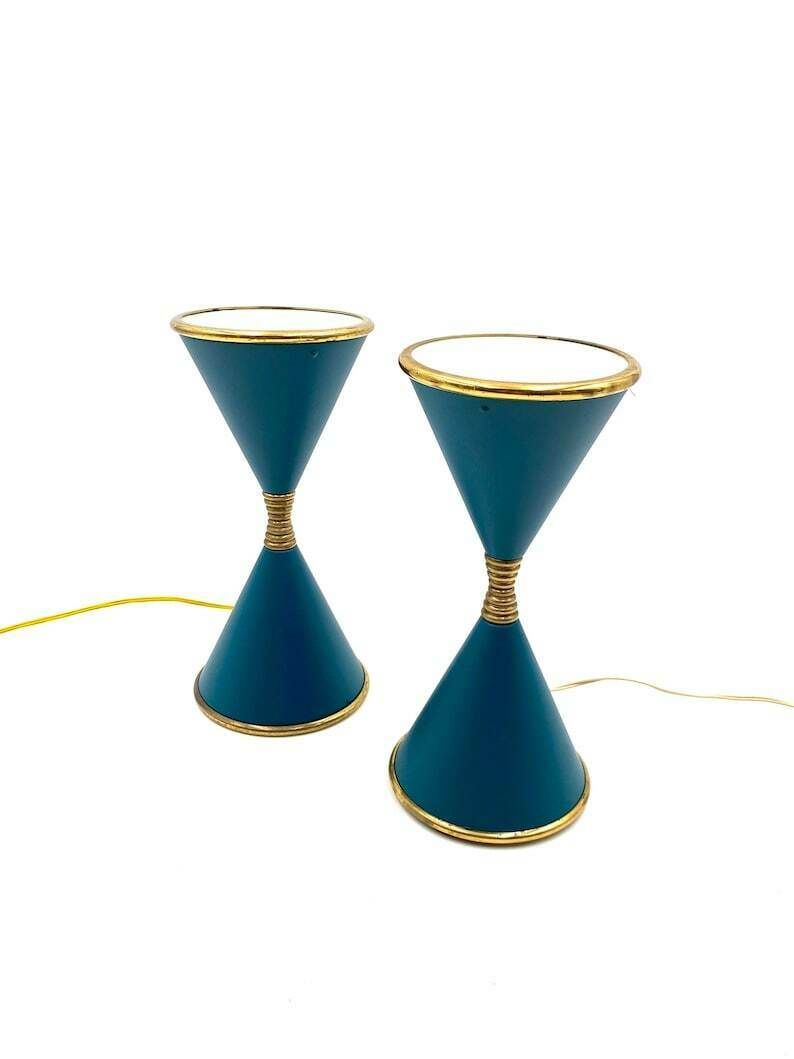 Angelo Lelii, Two 'Clessidra' Table Lamps, Arredoluce, Milan Italy, 1960 photo Lighting