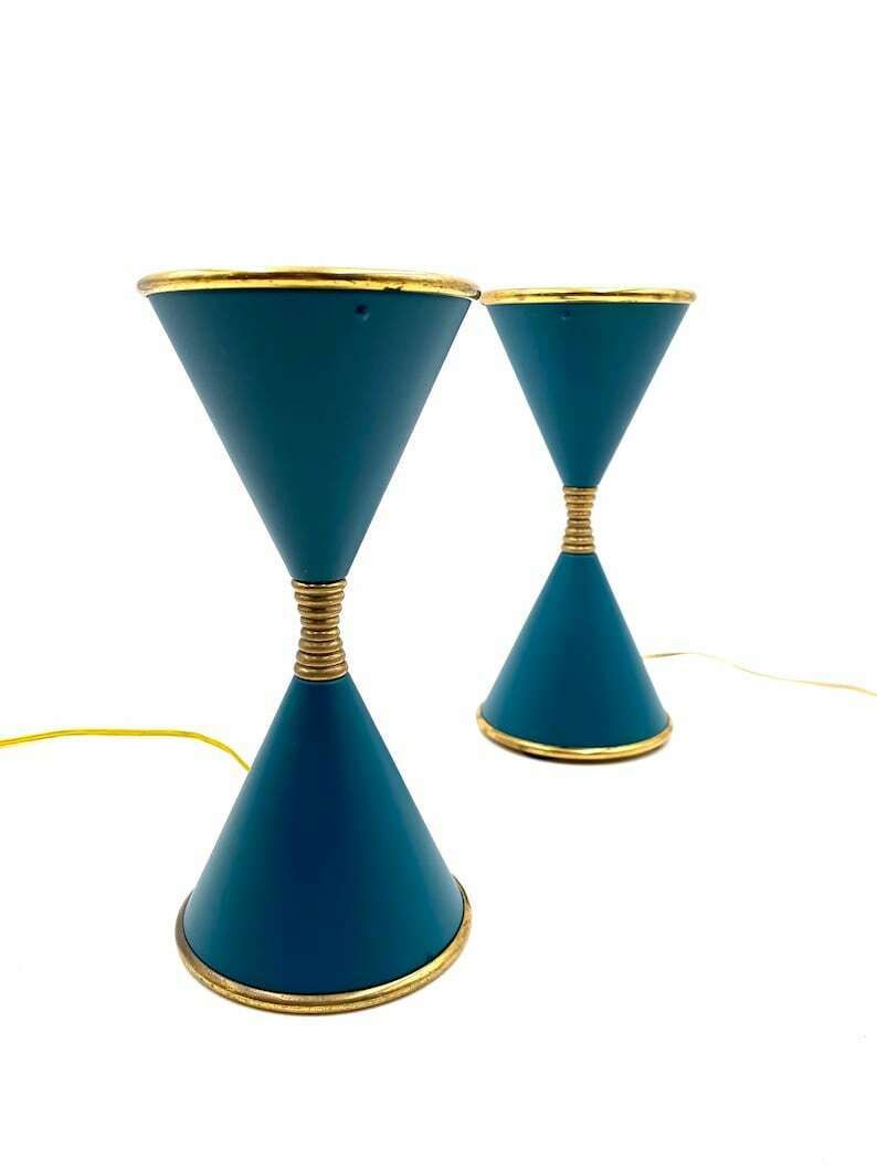 Angelo Lelii, Two 'Clessidra' Table Lamps, Arredoluce, Milan Italy, 1960 photo vintage