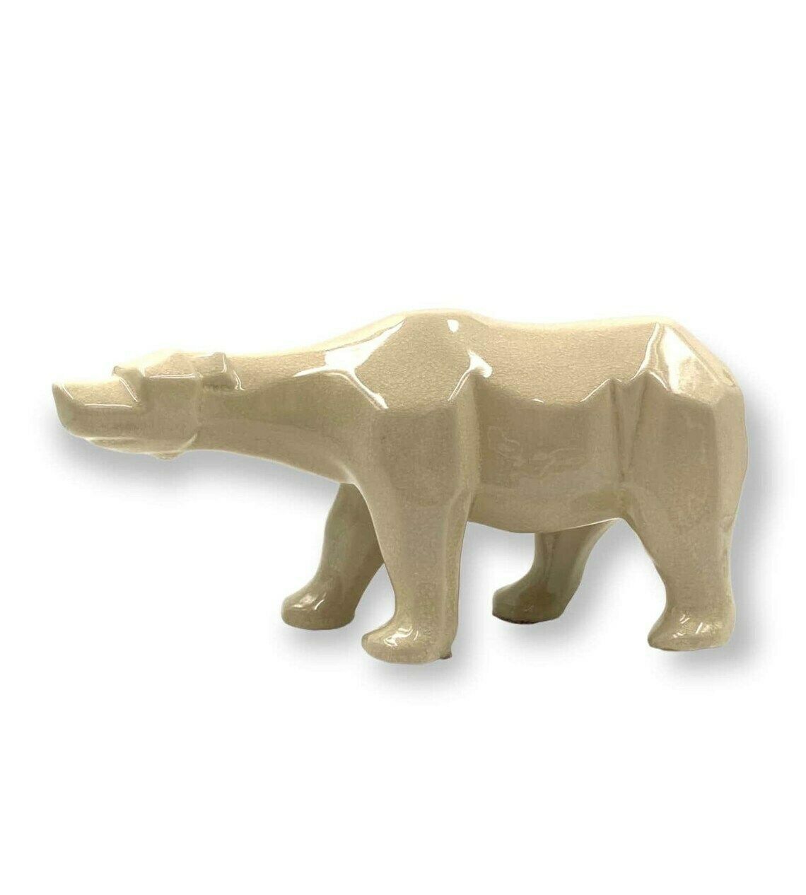 Art Déco Style Cubist Craquelé Polar Bear , L&V Ceram, France Ca. 1970 photo for sale