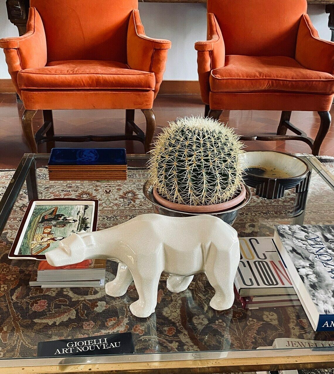 Art Déco Style Cubist Craquelé Polar Bear , L&V Ceram, France Ca. 1970 photo 528.0