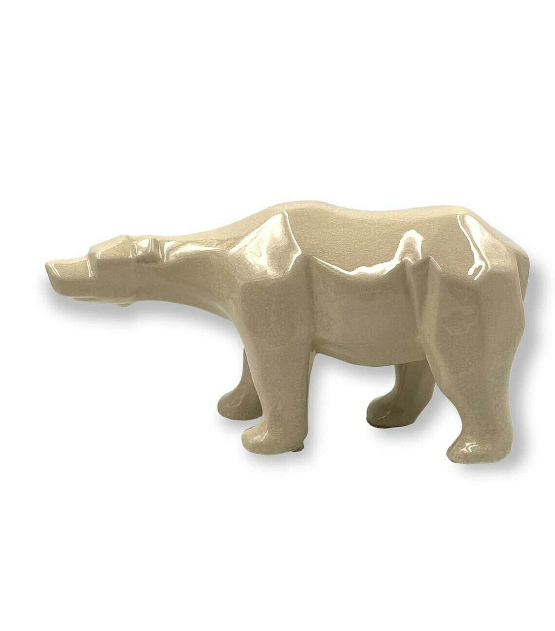Art Déco Style Cubist Craquelé Polar Bear , L&V Ceram, France Ca. 1970 photo vinterior