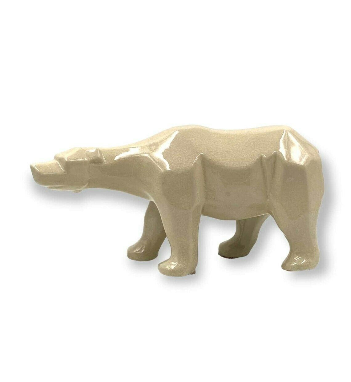 photo for sale Art Déco Style Cubist Craquelé Polar Bear , L&V Ceram, France Ca. 1970