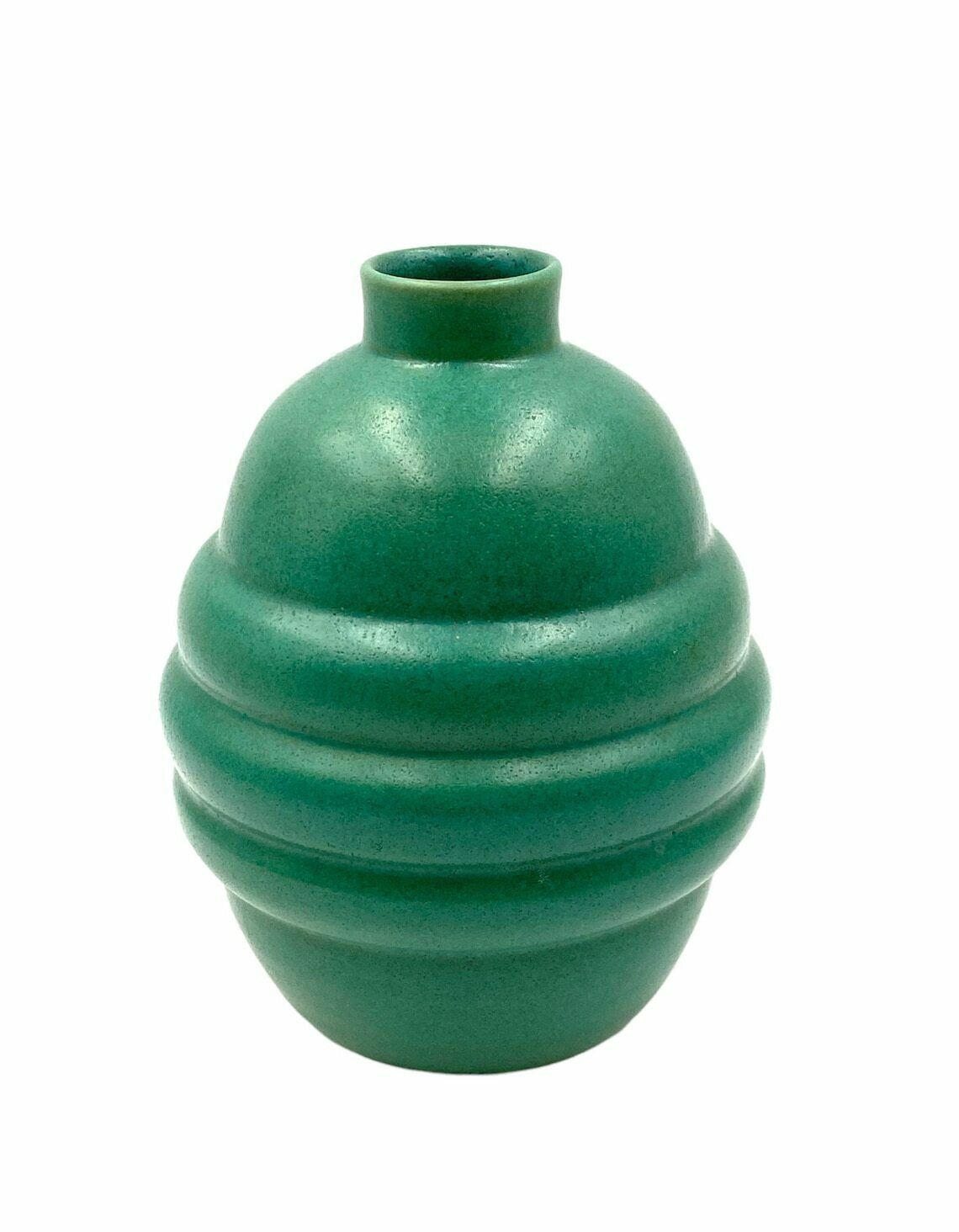 Art Déco Turquoise Faience Vase, France 1940s photo buy