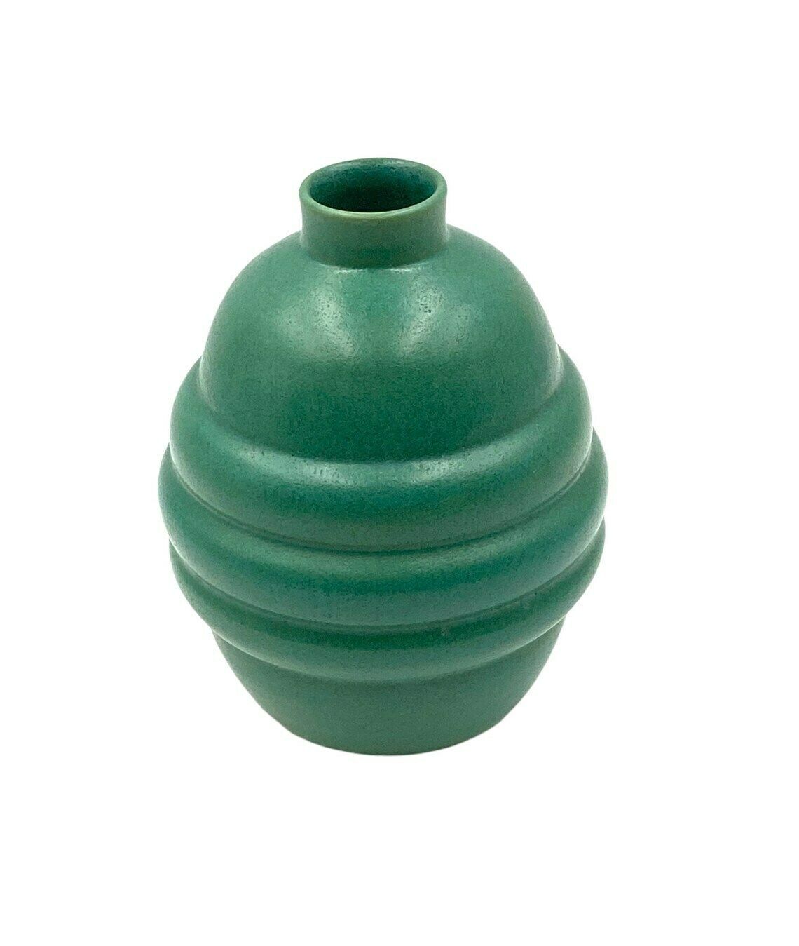 Art Déco Turquoise Faience Vase, France 1940s photo vintage