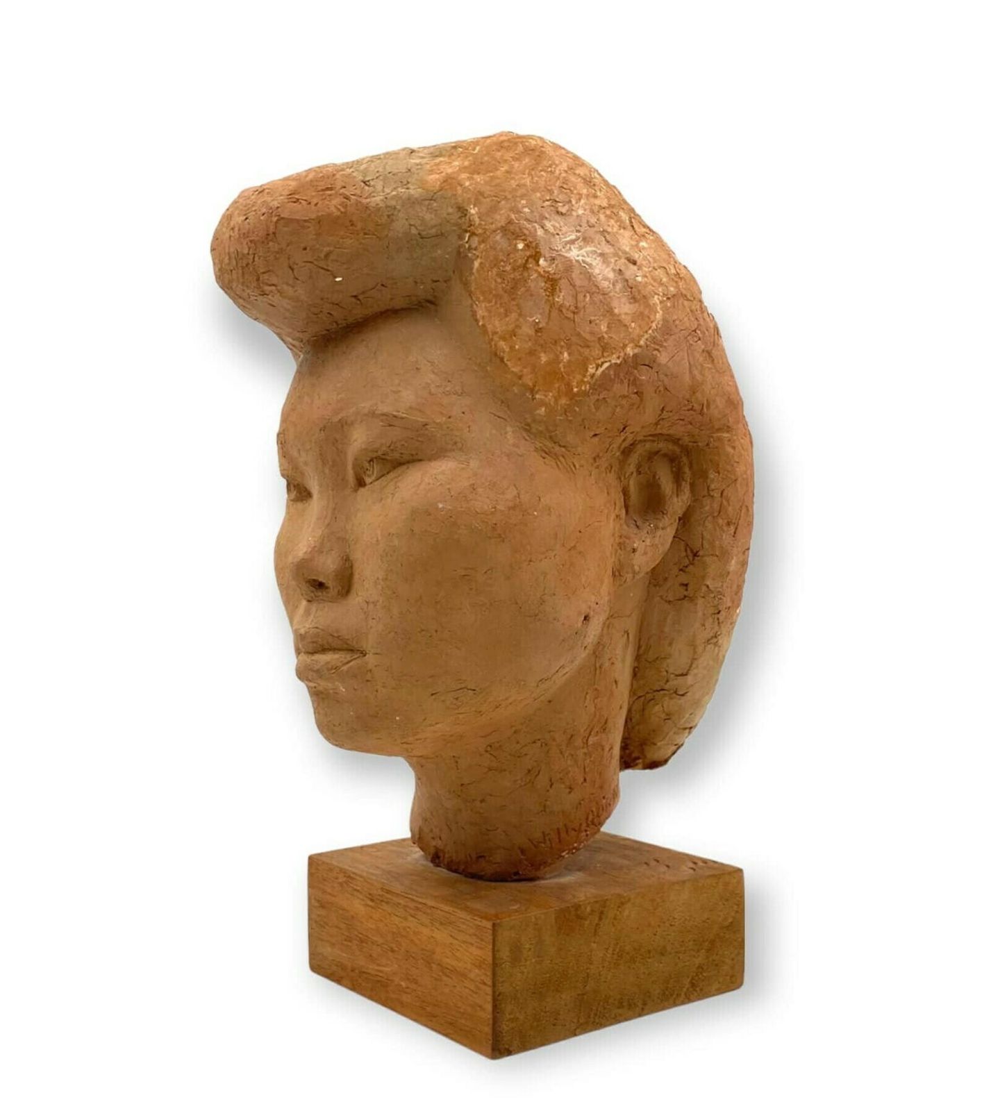 Willy Gordon, Terracotta Japanese Girl Akito Head Sculpture, France 1940s photo 682.0