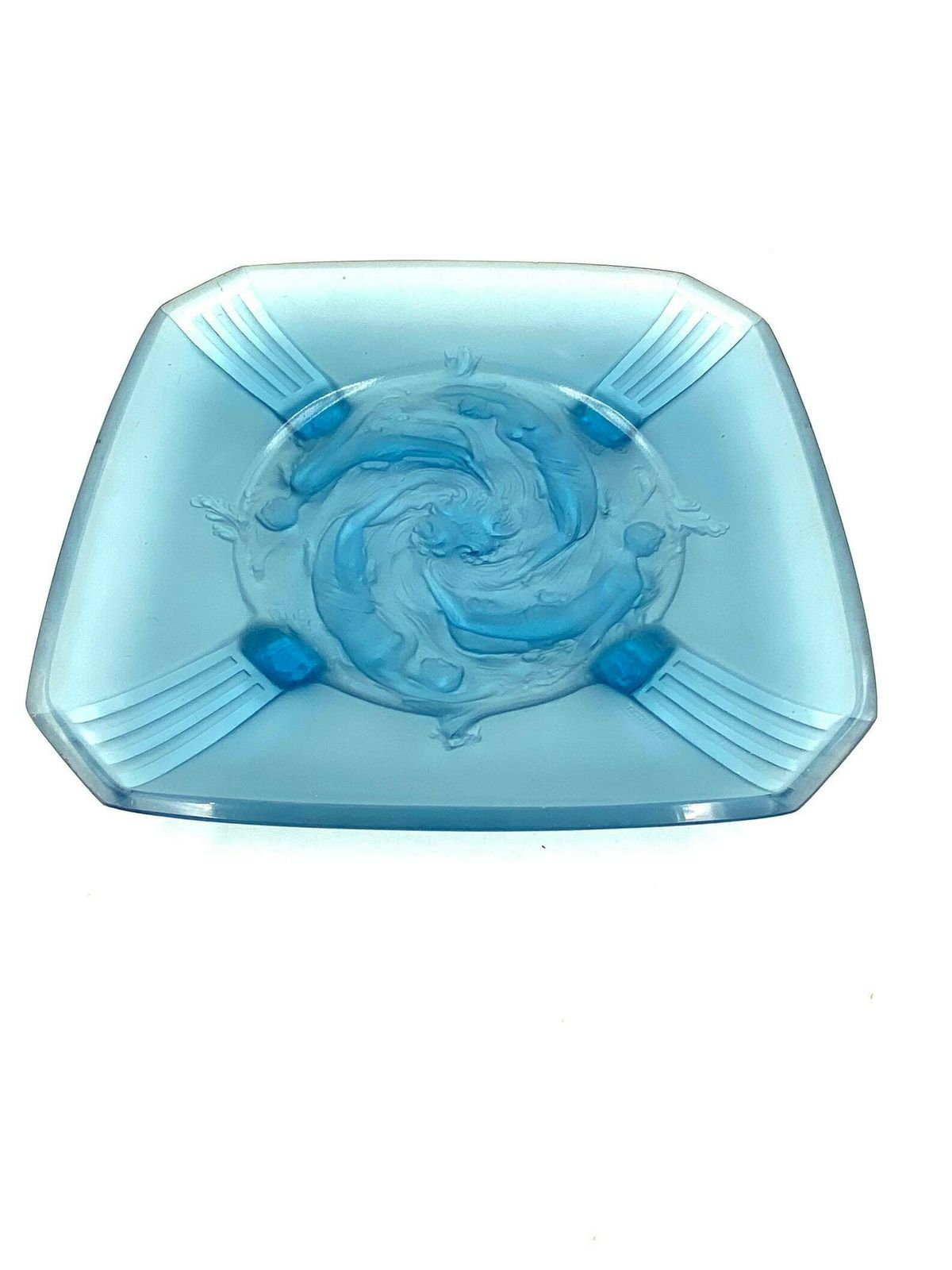 Verreries Des Hanots, Important 'Naiads' Molded Glass Tray, France 1930s photo for sale
