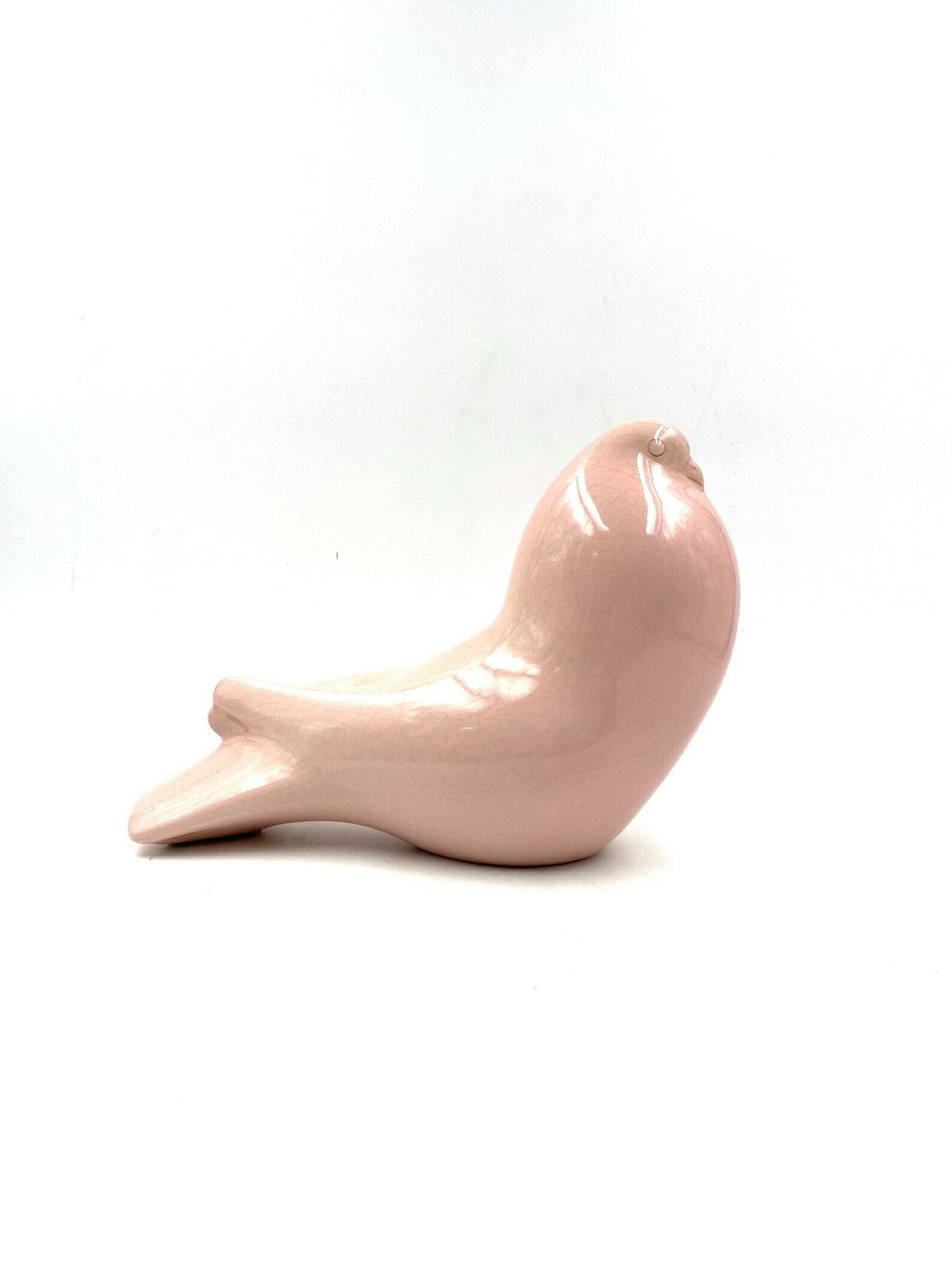Zaccagnini, "Pink Dove" Crackled Earthenware Sculpture, Italy 1940 photo furniture