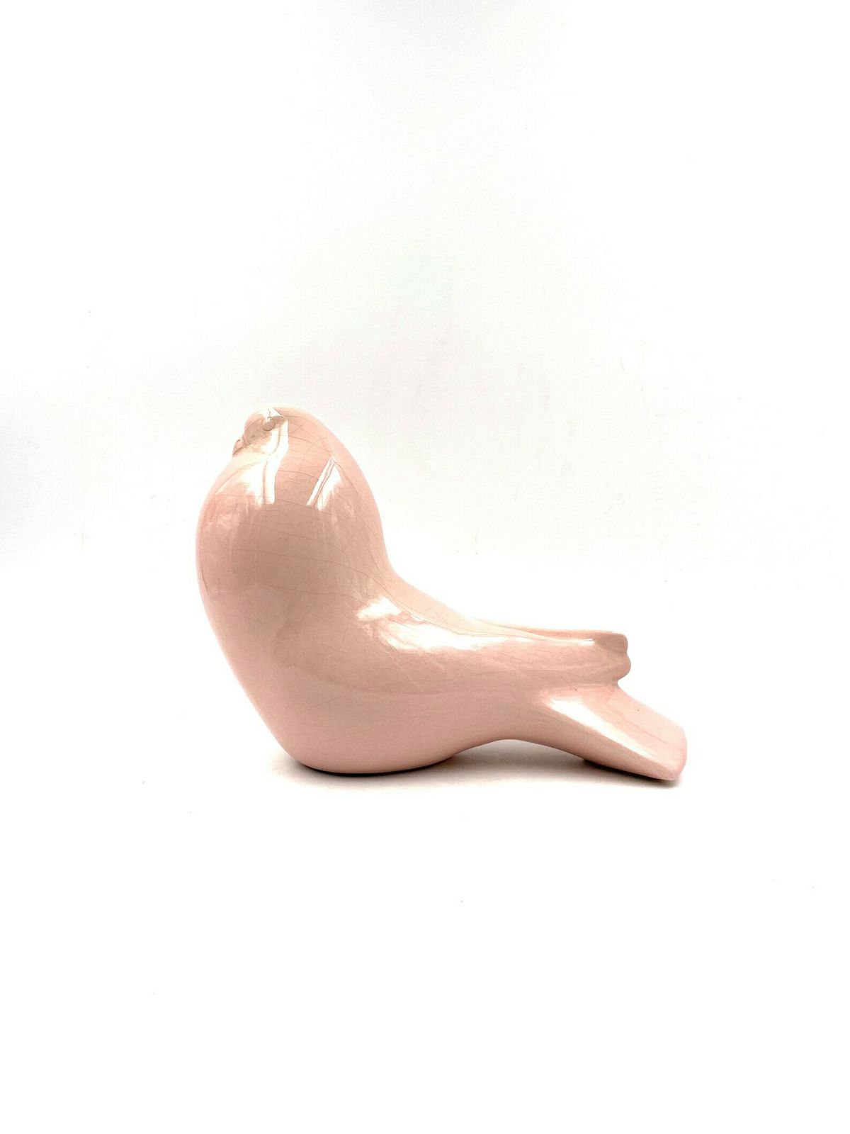 photo buy Zaccagnini, "Pink Dove" Crackled Earthenware Sculpture, Italy 1940