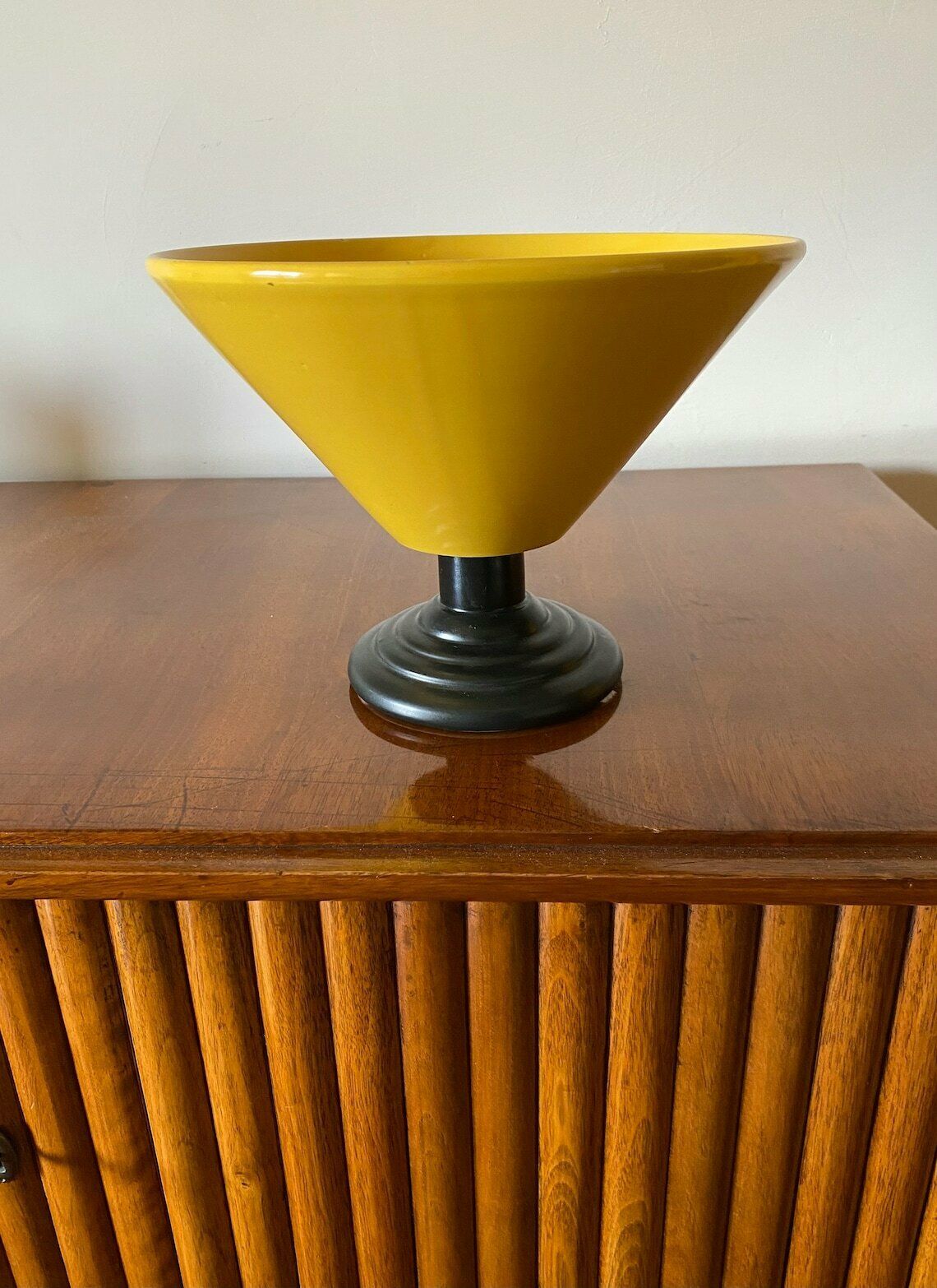 Yellow Conic Vase, Postmodern Memphis Milan Style, Italy 1980s photo buy