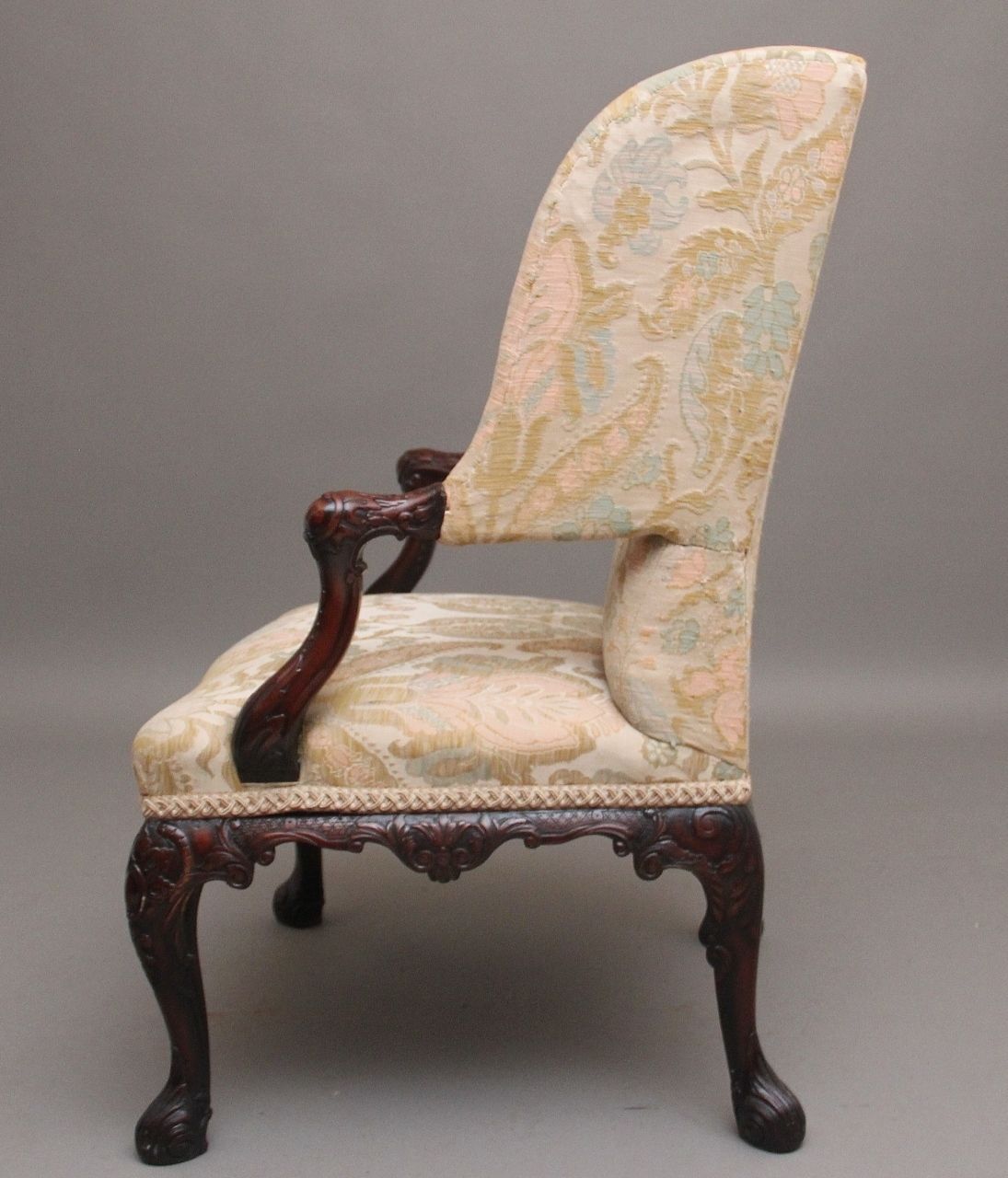 19th Century Carved Mahogany Library Armchair In The Chippendale Style photo vintage