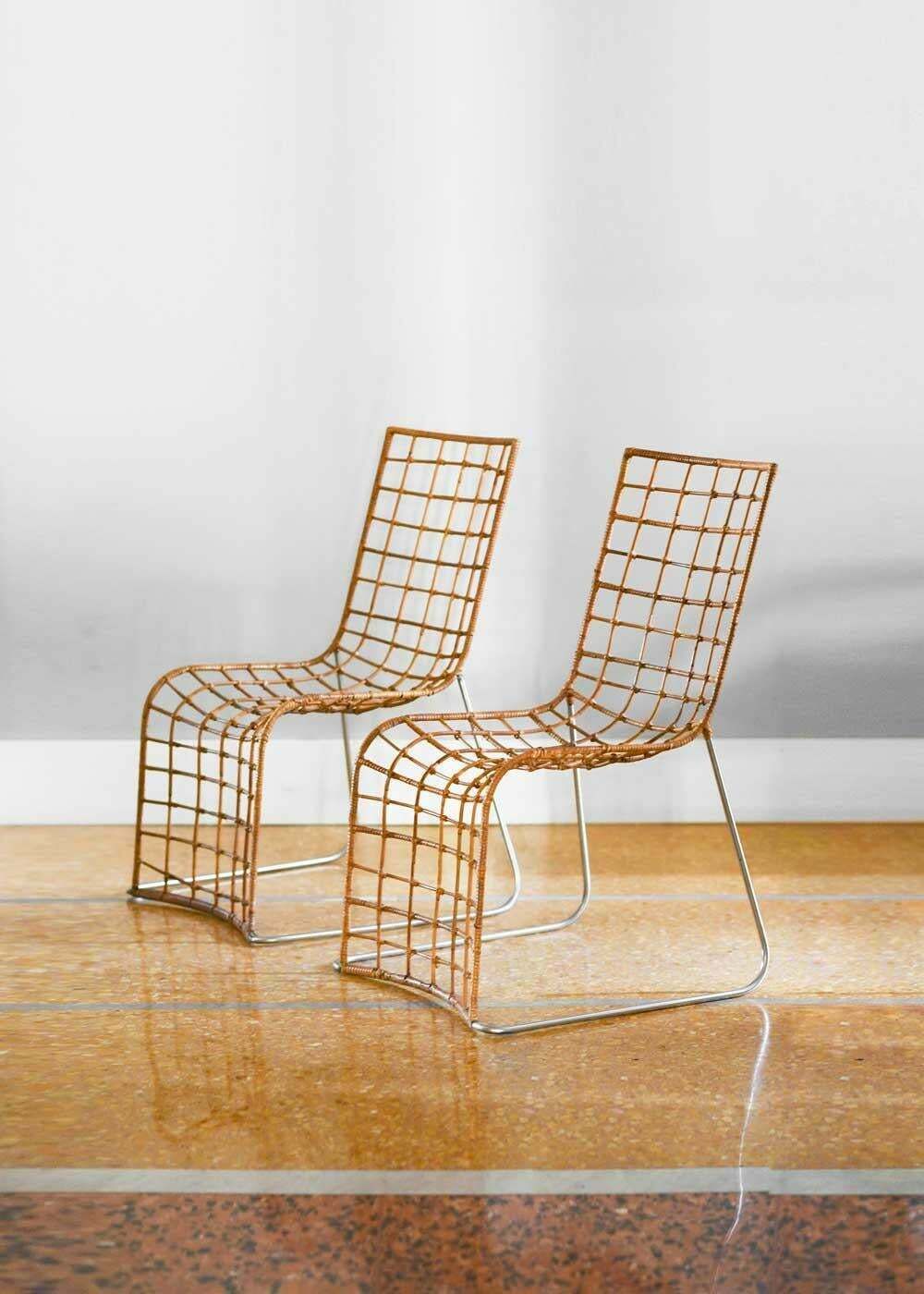 Pair Of Rattan Chairs With Metal Structure 1980 photo furniture