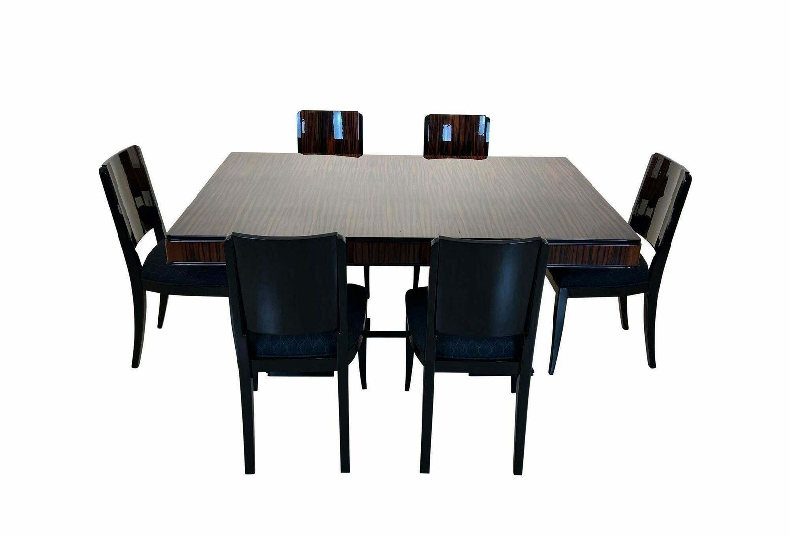 Art Deco Expandable Dining Room Set With 8 Chairs, Makassar, France Circa 1930 photo vinterior