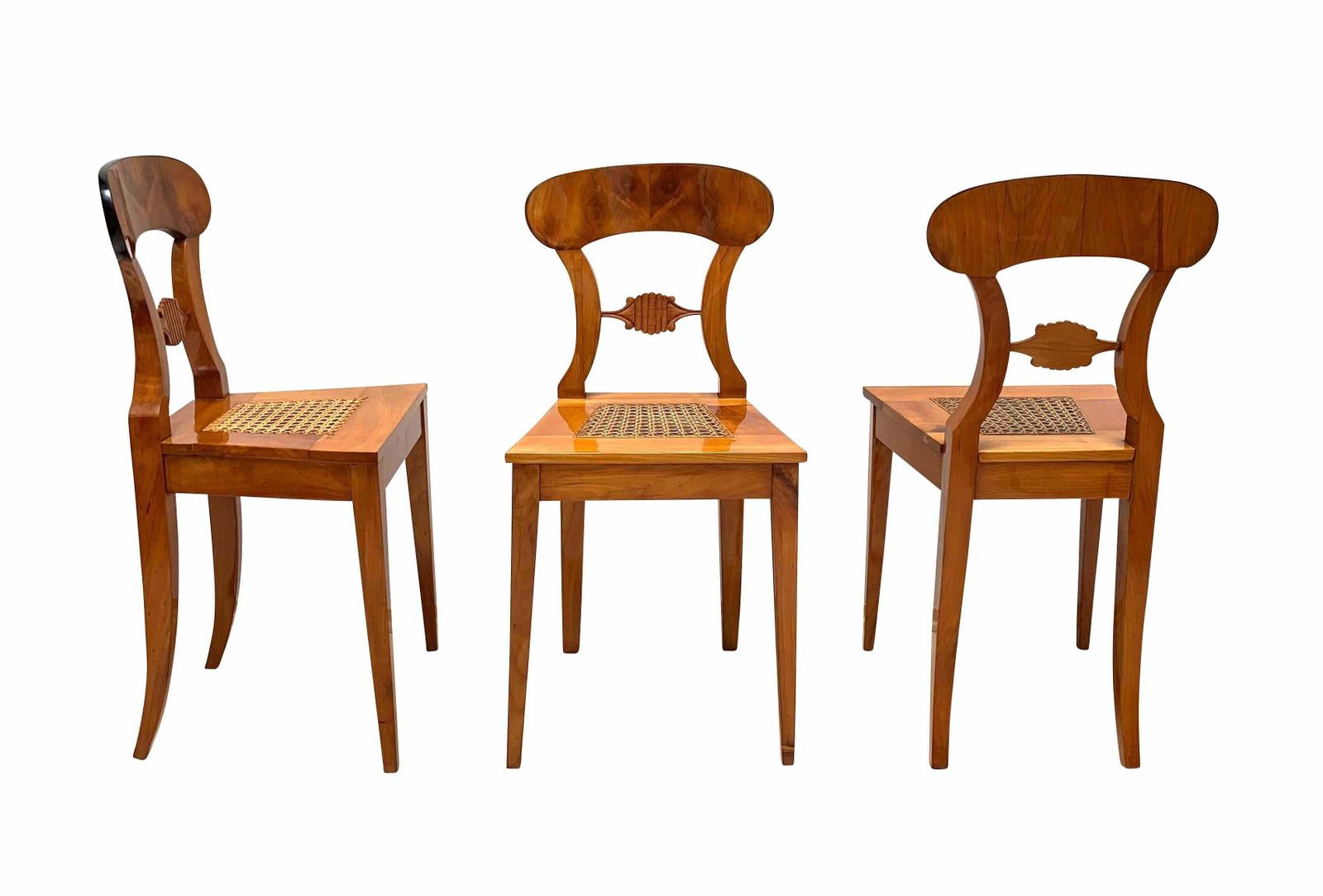Set Of Six Biedermeier Board Chairs, Cherry Wood And Mesh, Vienna, Circa 1830 photo Furniture