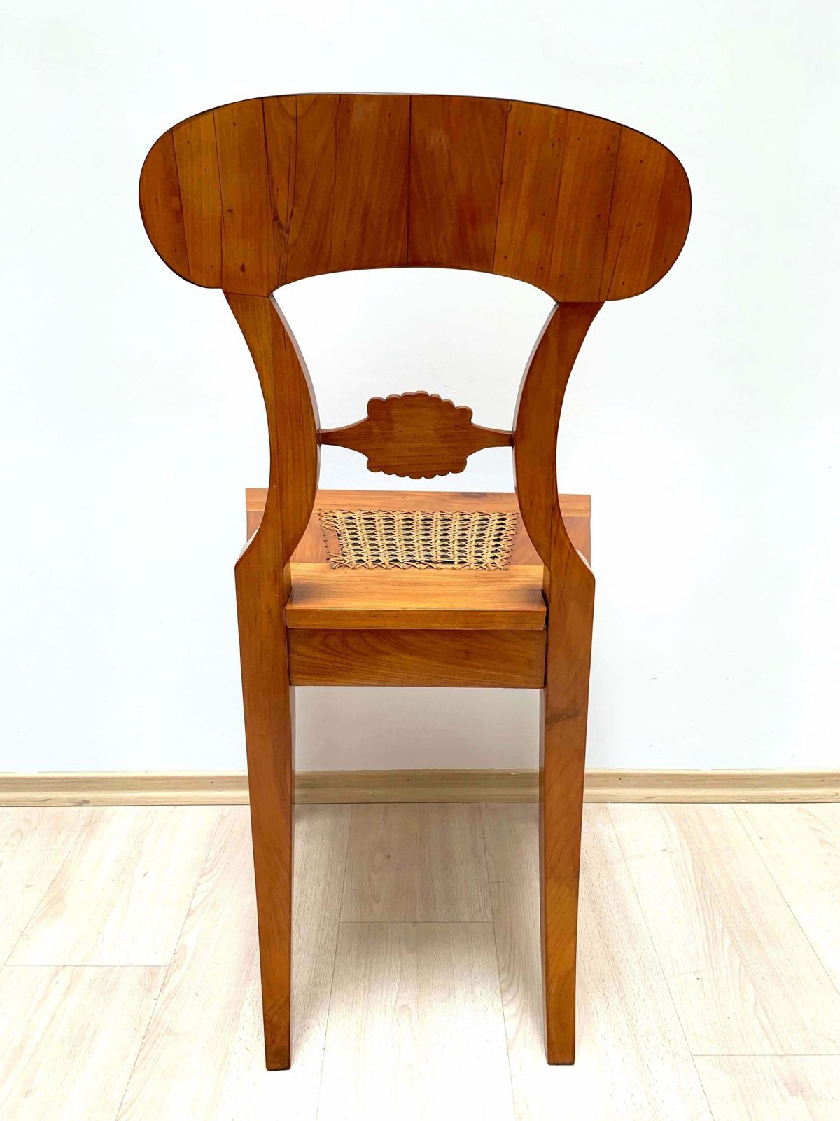 8879.84 Set Of Six Biedermeier Board Chairs, Cherry Wood And Mesh, Vienna, Circa 1830 photo