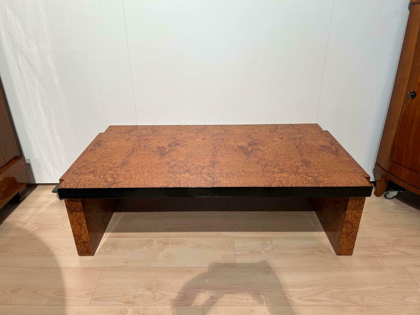 Art Deco Sofa Table, Amboyna Roots Veneer, France Circa 1930 photo vintage