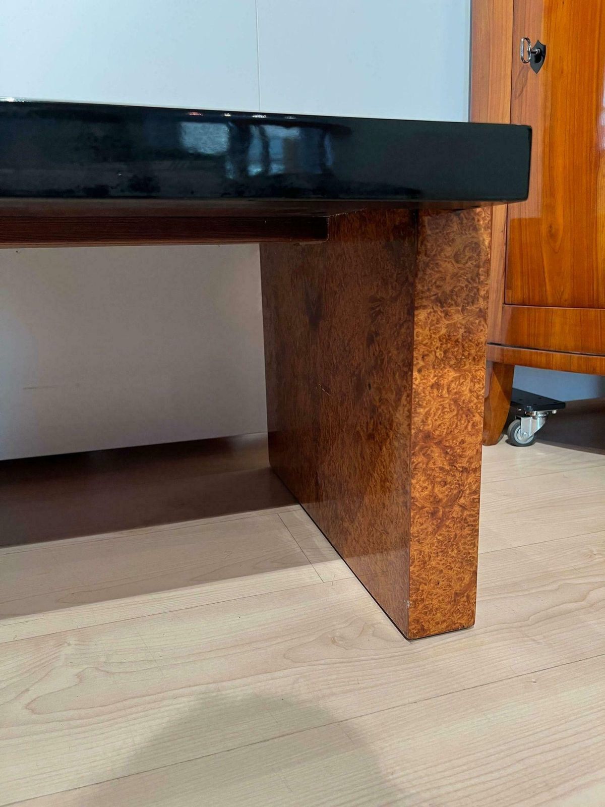 photo for sale Art Deco Sofa Table, Amboyna Roots Veneer, France Circa 1930