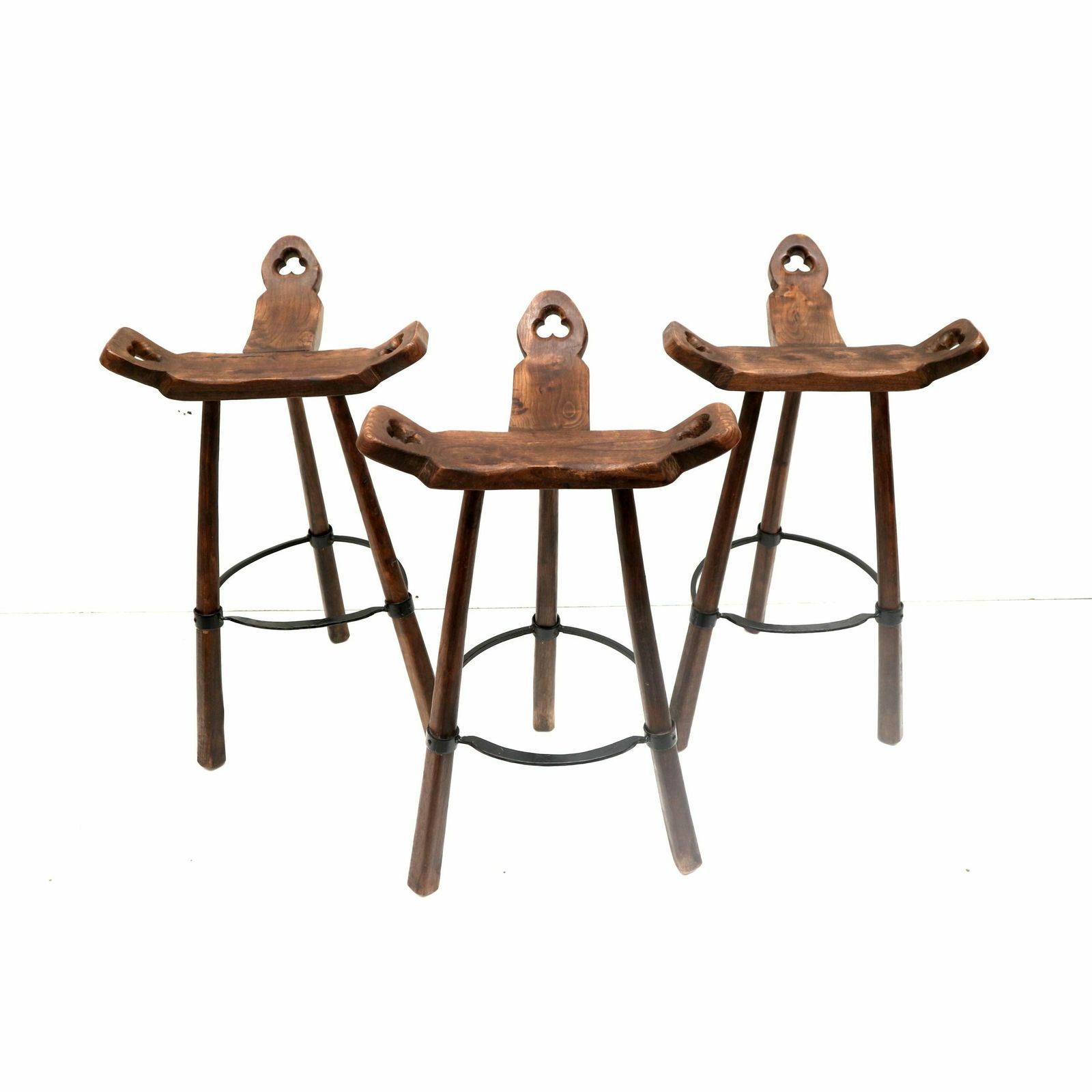 Set Of 3 Vintage Spanish Brutalist ‘Marbella’ Stools By Confonorm From The 1970s photo Furniture