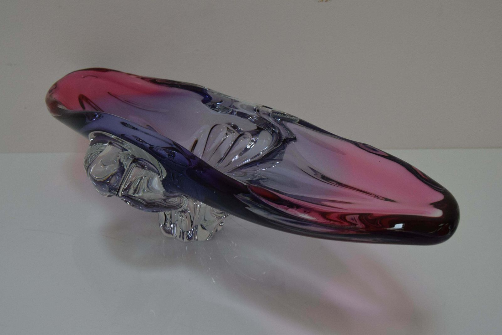 photo for sale Art Glass Oblong Bowl By Josef Hospodka For Glasswork Chřibská, 1960'